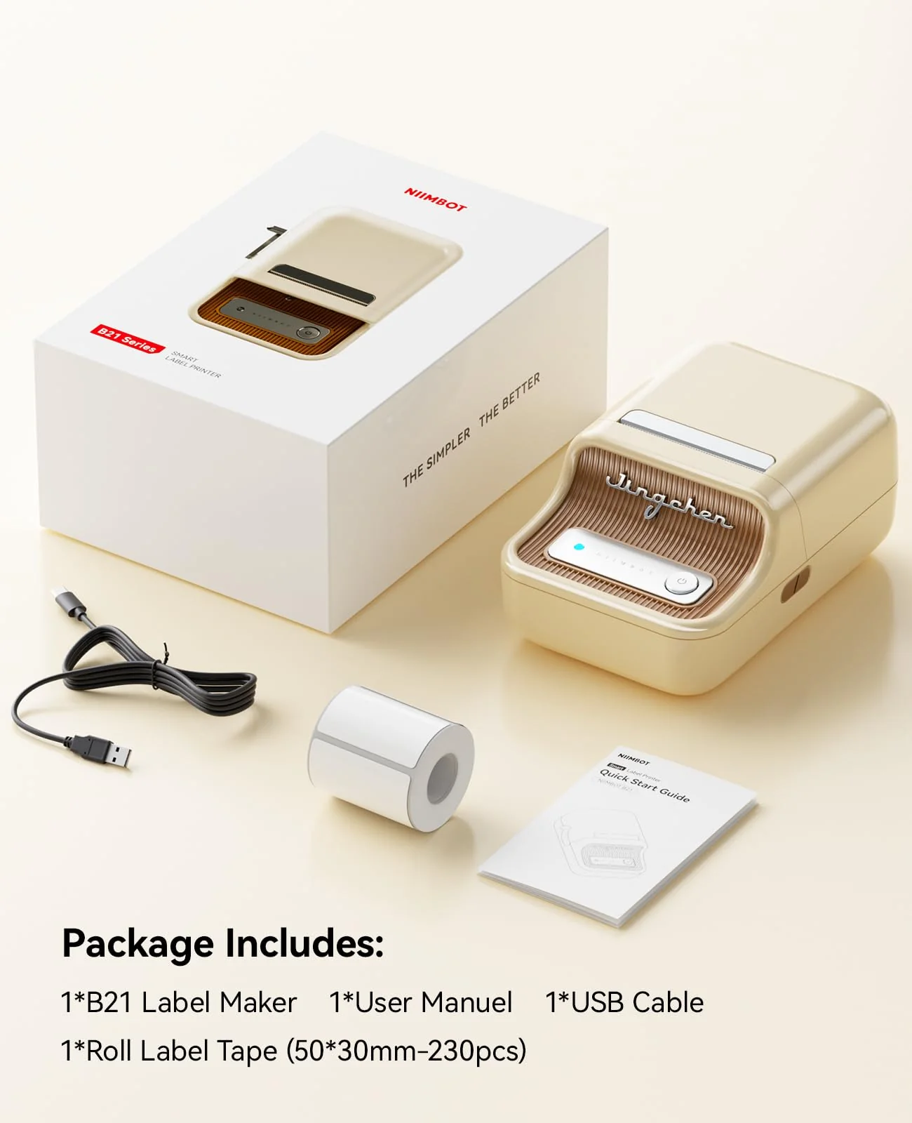 NIIMBOT B21 Label Maker Inkless Bluetooth Label Printer, 2 Inch Portable Thermal Printer for Small Business, Address, Logo, Clothing, Mailing, Candles, Jewelry, Sticker Printer for Gift, White Cream White - Image 9