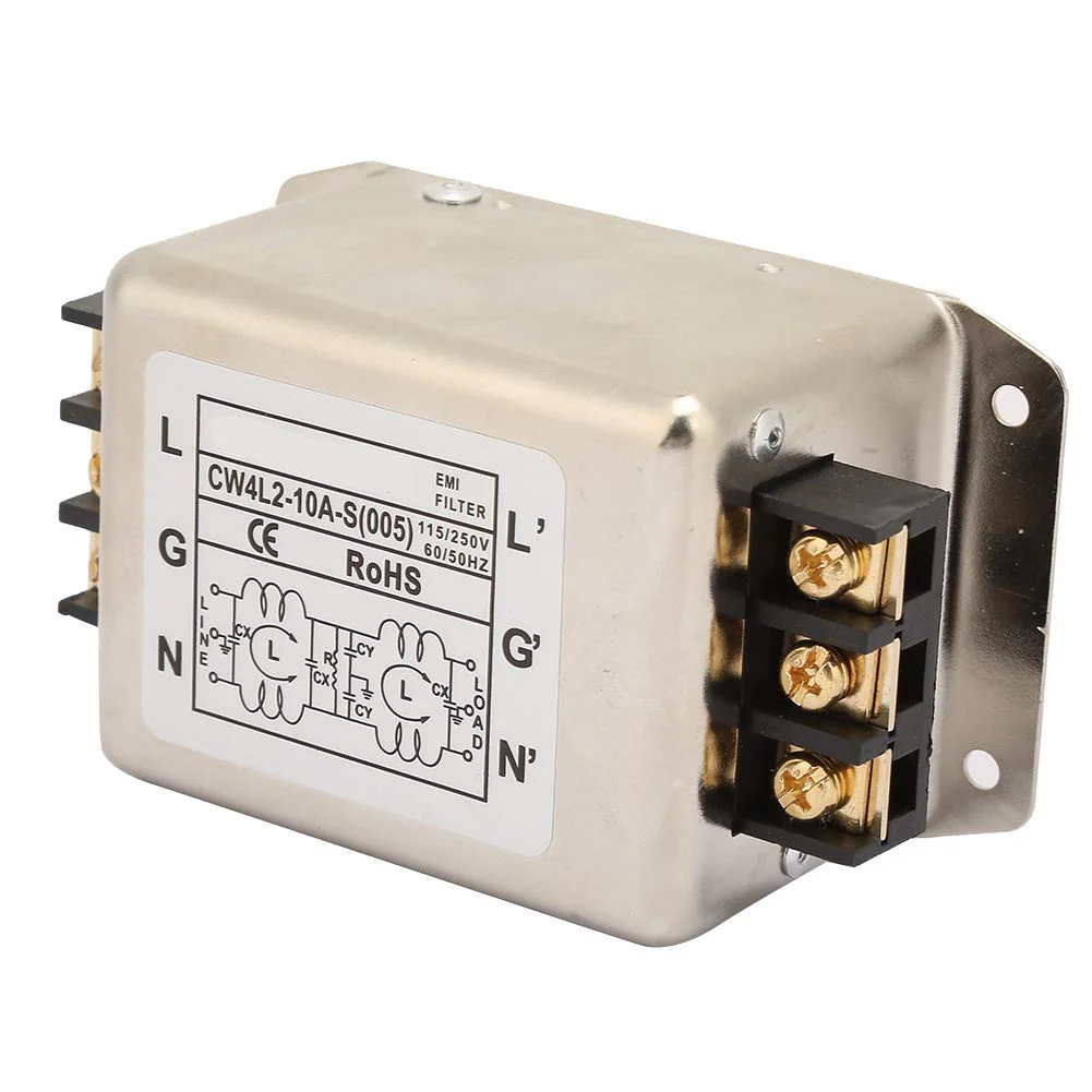 Nikou Mains Filter, 115V/250V 10A 50/60Hz Single Pole/Two-Pole EMI Filter Connector for Most Digital Devices - Image 2