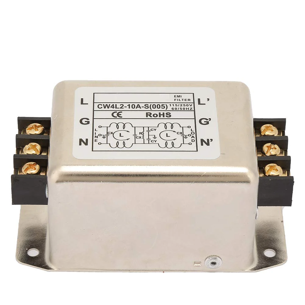 Nikou Mains Filter, 115V/250V 10A 50/60Hz Single Pole/Two-Pole EMI Filter Connector for Most Digital Devices - Image 3