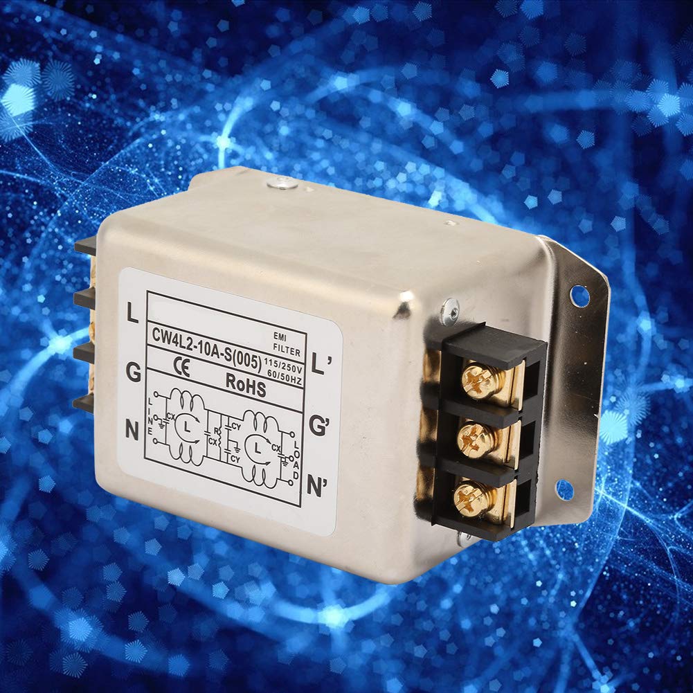 Nikou Mains Filter, 115V/250V 10A 50/60Hz Single Pole/Two-Pole EMI Filter Connector for Most Digital Devices - Image 5