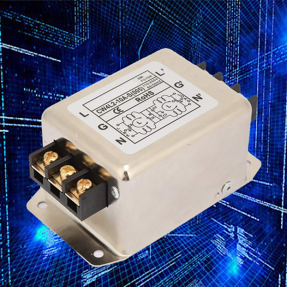 Nikou Mains Filter, 115V/250V 10A 50/60Hz Single Pole/Two-Pole EMI Filter Connector for Most Digital Devices - Image 6