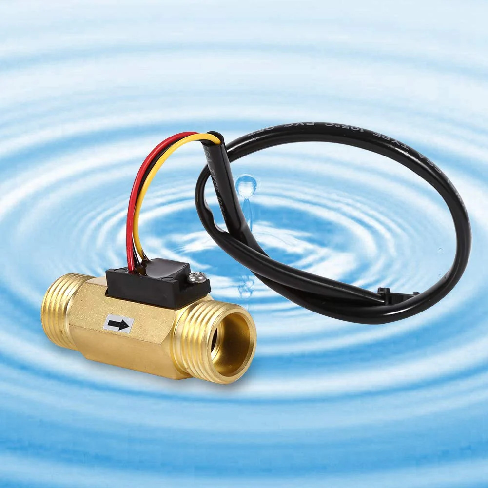 Nikou Water Flow Monitor Sensor G1/2 Hall Sensor, 1 Piece G1/2 Inch Liquid Flow Meter with Copper Effect 1-30 L/min Flow Meter - Image 2