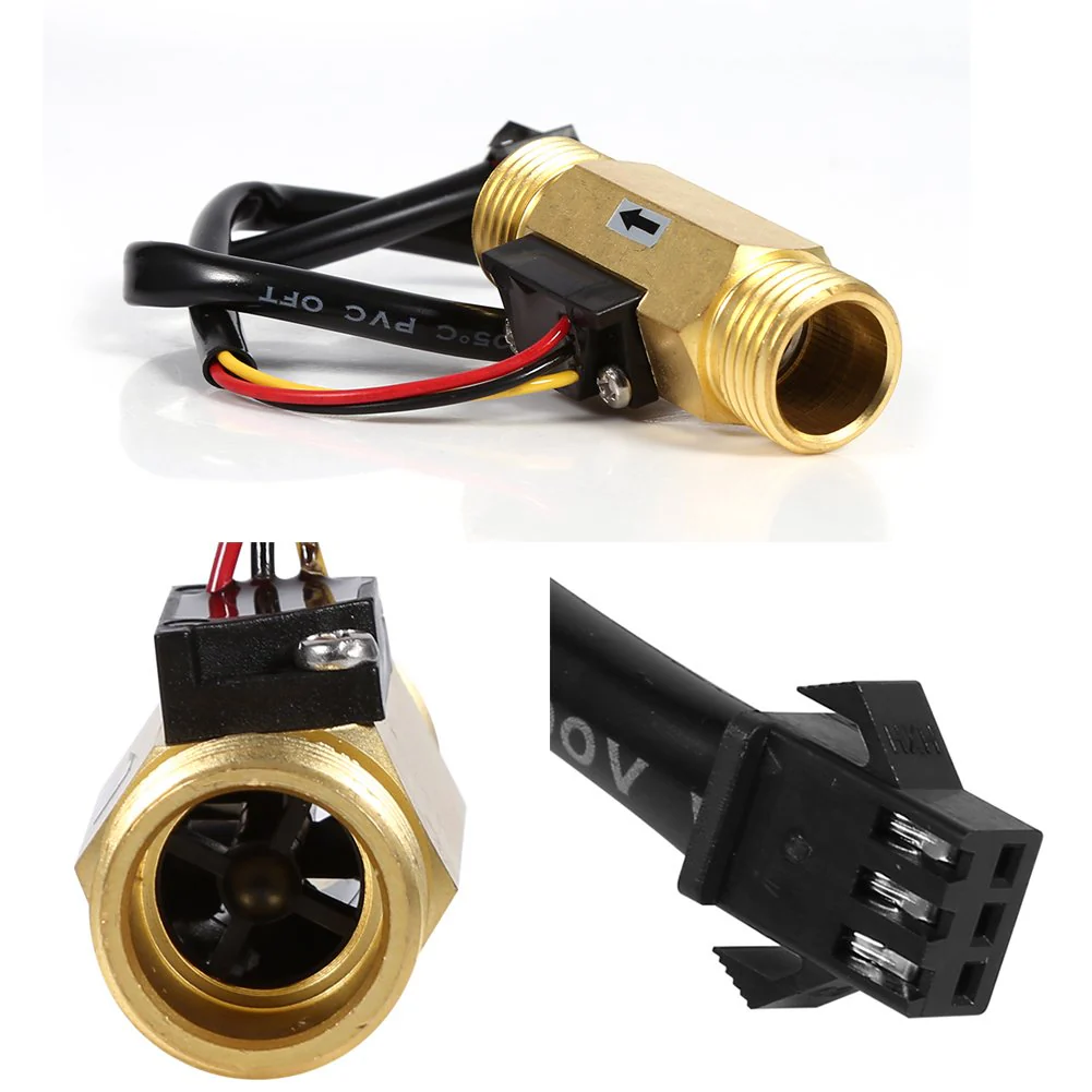 Nikou Water Flow Monitor Sensor G1/2 Hall Sensor, 1 Piece G1/2 Inch Liquid Flow Meter with Copper Effect 1-30 L/min Flow Meter - Image 5