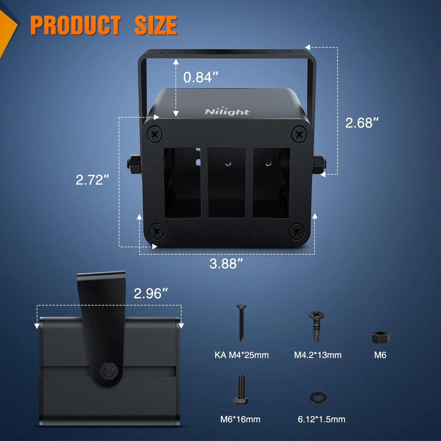 Nilight 3 Gang Rocker Switch Box 3 Holes Panel Detachable Installation Housing Waterproof Aluminum Rotatable Mount Bracket 12V 24V DIY Toggle Switches Voltmeter USB Socket for Boats Cars RVs Trucks Black-Switch Box Only - Image 2