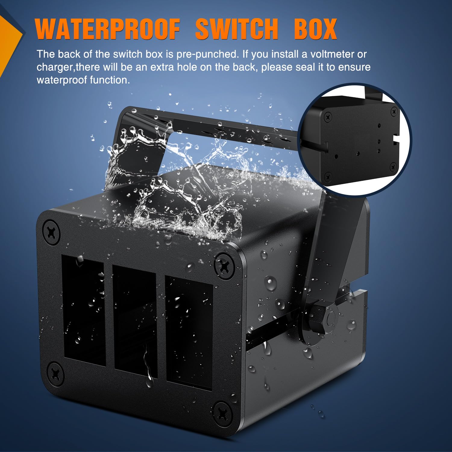 Nilight 3 Gang Rocker Switch Box 3 Holes Panel Detachable Installation Housing Waterproof Aluminum Rotatable Mount Bracket 12V 24V DIY Toggle Switches Voltmeter USB Socket for Boats Cars RVs Trucks Black-Switch Box Only - Image 5