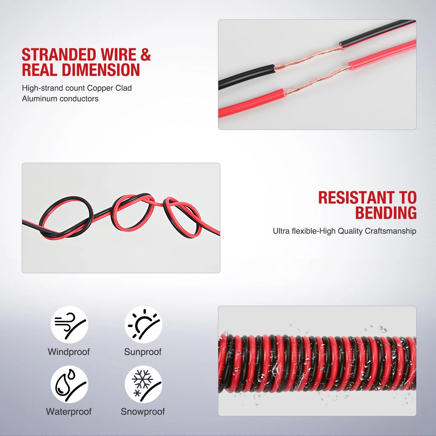 Nilight 50FT 16AWG Copper Clad Aluminum Wire 16/2 Gauge Red Black CCA Electrical Cable 2 Conductor Parallel 12V/24V DC Flexible Extension Cords for Car Audio Radio Speaker Amplifier, 2 Years Warranty 16AWG-50FT - Image 6