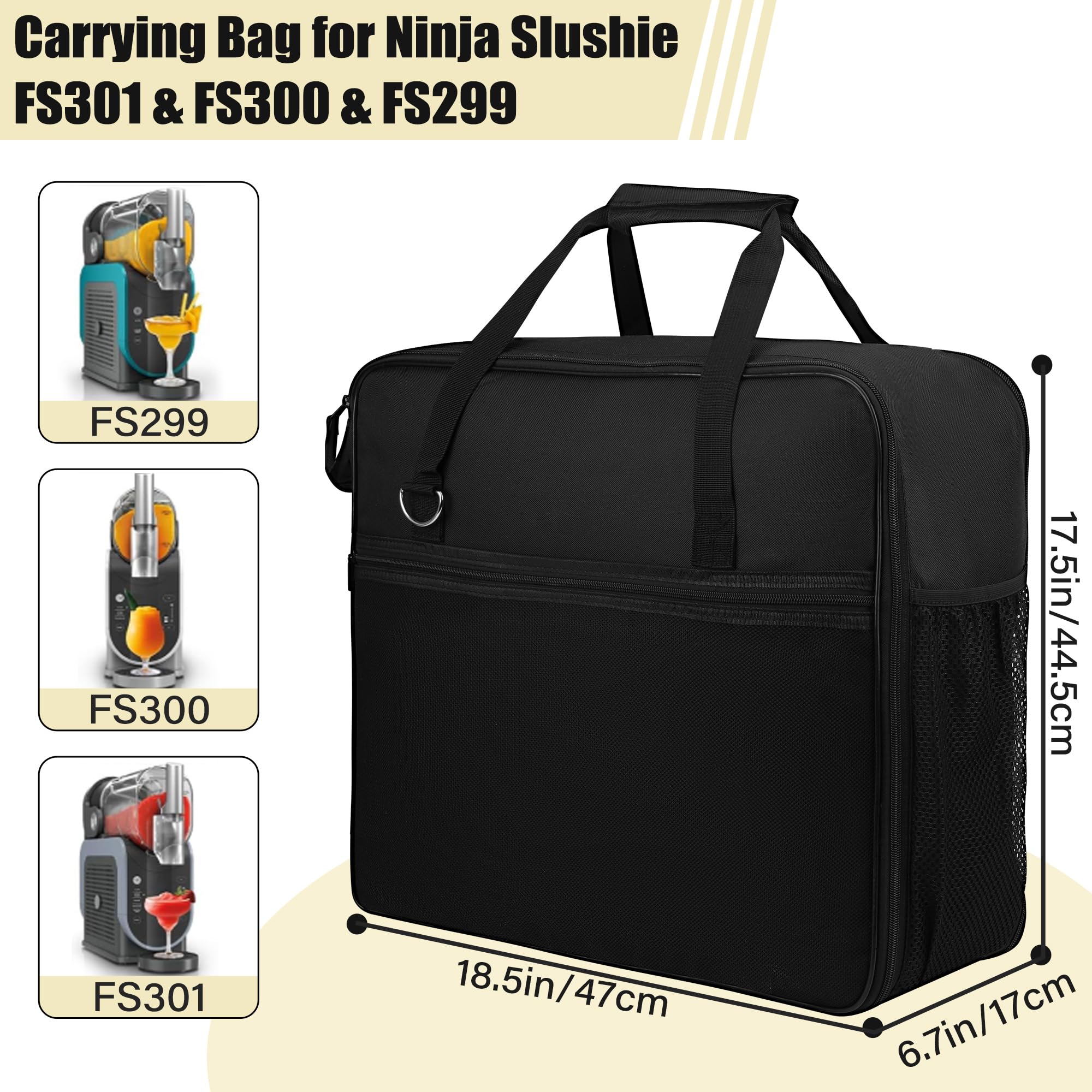 Ninja Slushie Machine Carrying Bag for FS301 & FS300 - Portable Travel Storage Case with Side Opening, Thick Padded Protection Cover for Ninja Slushie, Ninja Slushie Machine Accessories - Image 2