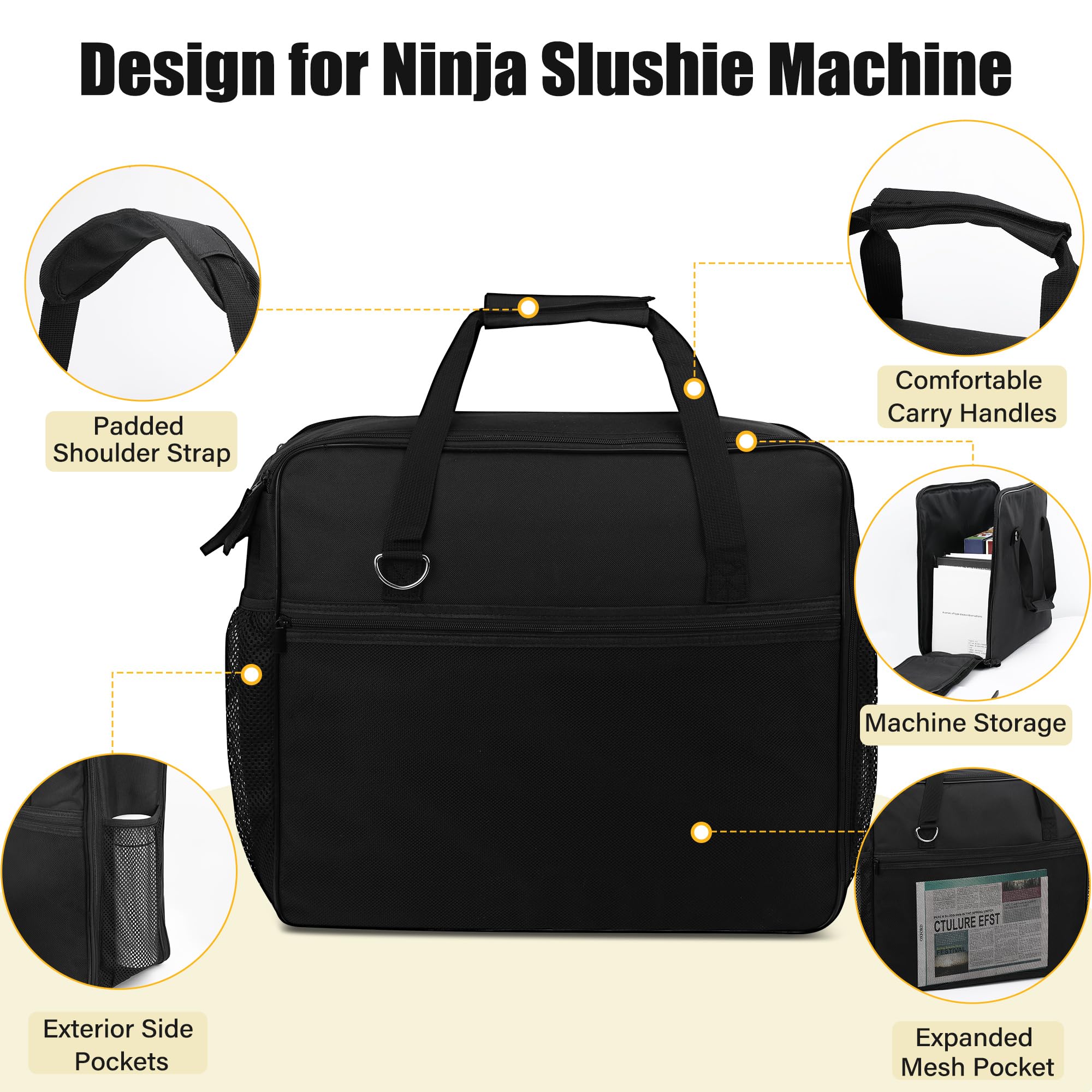 Ninja Slushie Machine Carrying Bag for FS301 & FS300 - Portable Travel Storage Case with Side Opening, Thick Padded Protection Cover for Ninja Slushie, Ninja Slushie Machine Accessories - Image 3