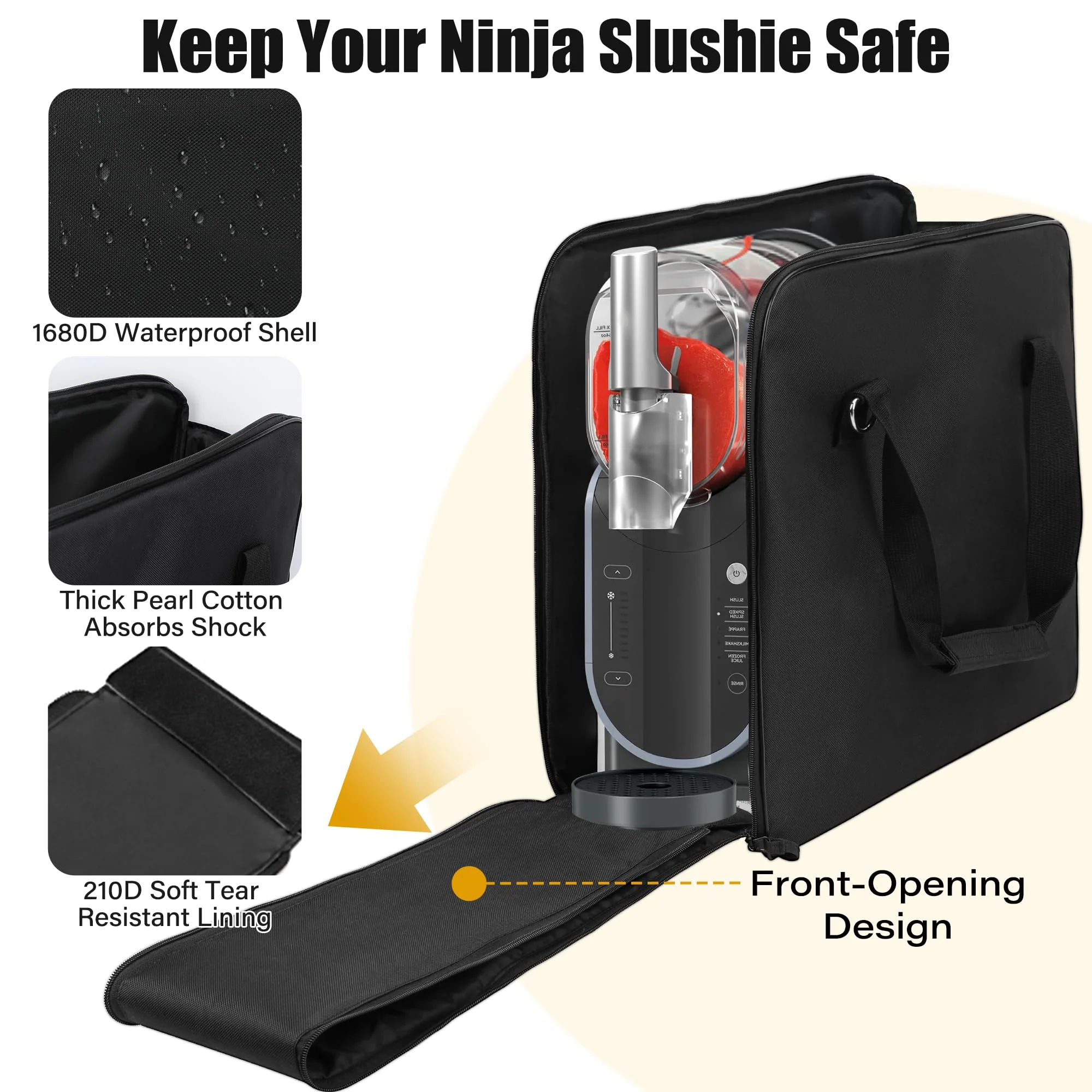 Ninja Slushie Machine Carrying Bag for FS301 & FS300 - Portable Travel Storage Case with Side Opening, Thick Padded Protection Cover for Ninja Slushie, Ninja Slushie Machine Accessories - Image 4