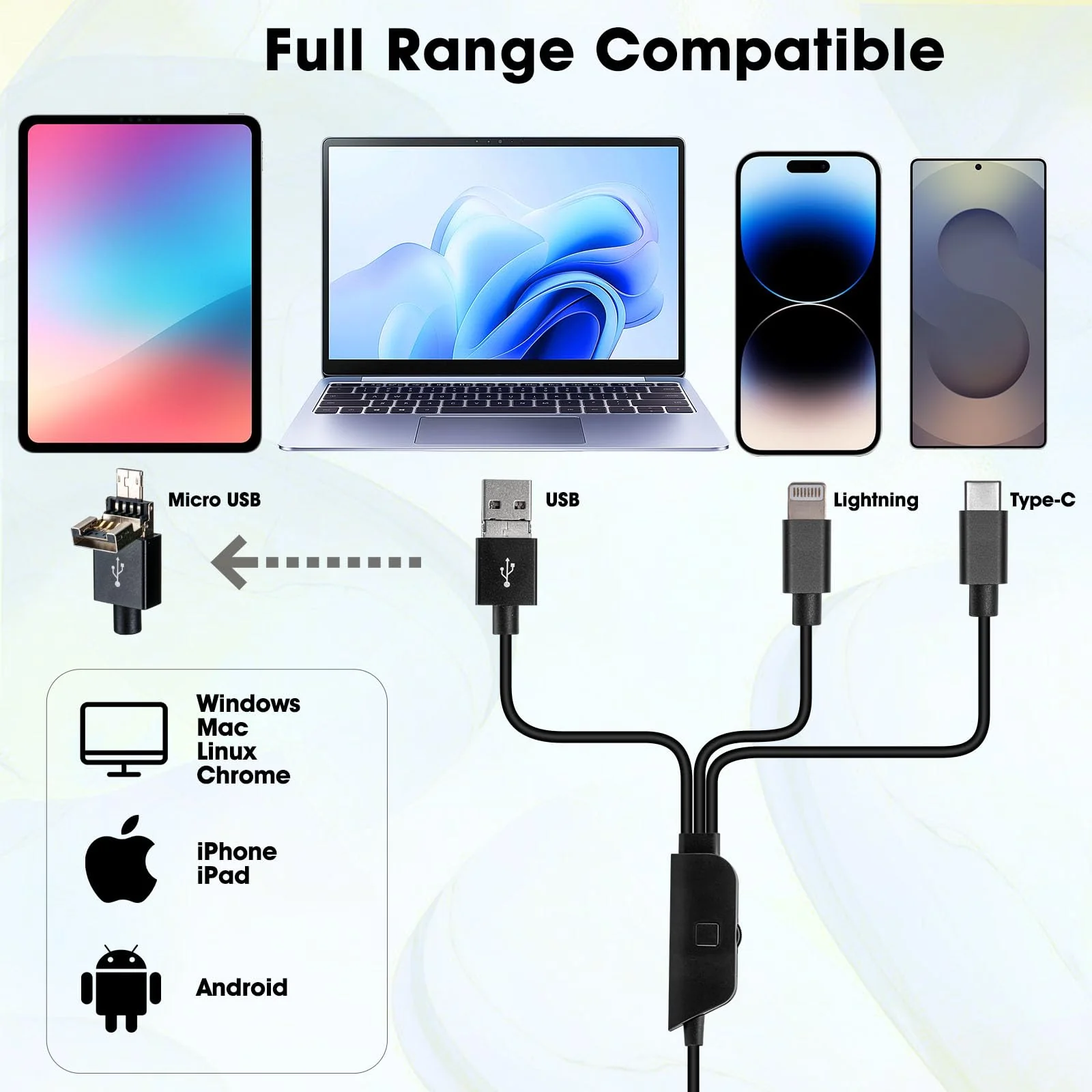 Ninyoon Full HD 1080P USB Digital Microscope Camera for iPhone iPad Android PC, 50-1000X High Definition Portable Handheld Microscope with Light for Coin Plants Trichome Soldering Skin Scalp Black - Image 2