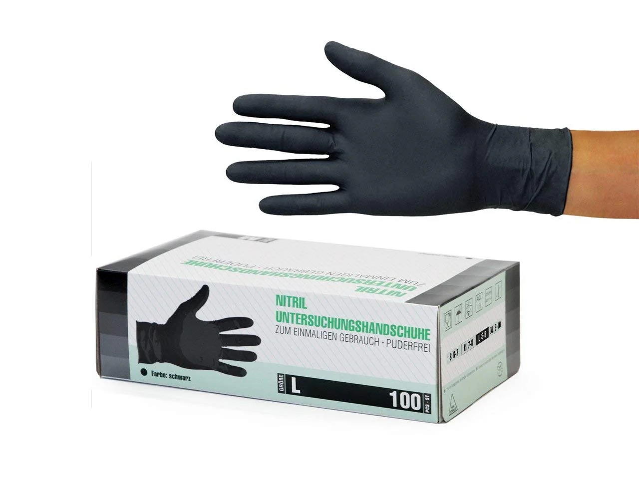 Nitrile Gloves, Box of 100 (L, Black) Disposable Gloves, Single Use Gloves, Examination Gloves, Nitrile Gloves, Powder-Free, Non-Latex, Non-Sterile, Latex-Free, Black, Large - Image 10