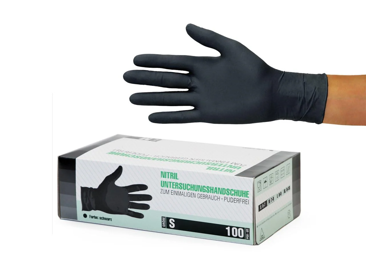 Nitrile Gloves, Box of 100 (S, Black) Disposable Gloves, Examination Gloves, Powder-Free, Non-Sterile, Latex-Free, Black, X Small - Image 10