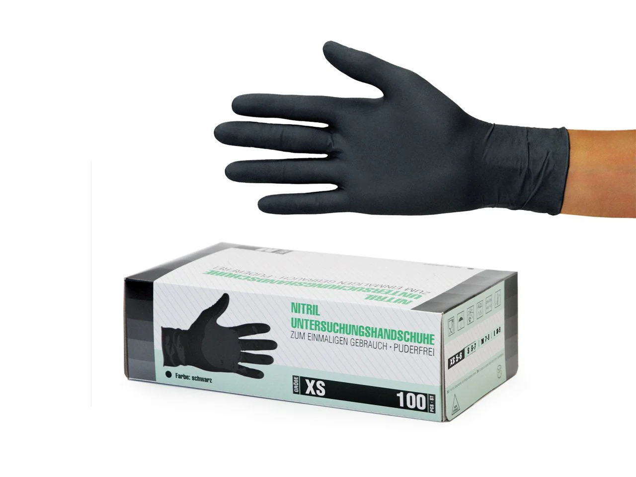 Nitrile Gloves, Box of 100 (XS, Black) Disposable Gloves, Examination Gloves, Powder-Free, Non-Sterile, Latex-Free - Image 10