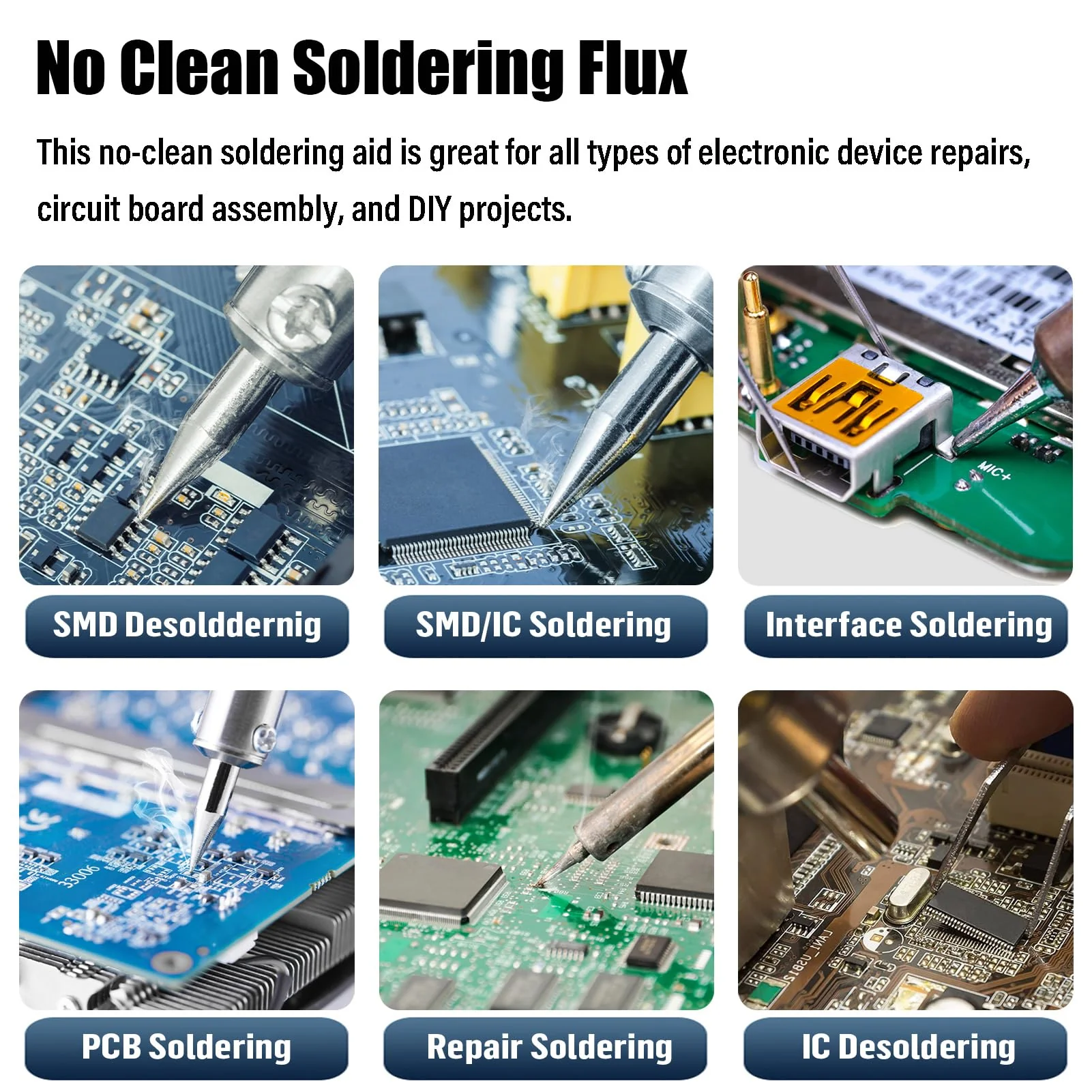 No Clean Soldering Flux 558 10CC 10mL Lead-Free Less-Smoke Rosin Solder Fluxes Paste Syringe for Electronics 10 milliliters with Needle Dispensing Tool (Pack of 1Pcs) 558-10CC-1Pcs - Image 5