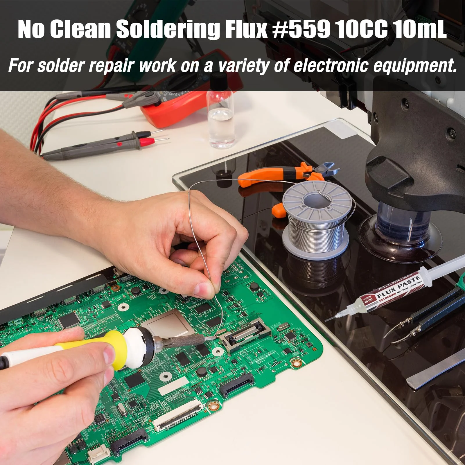No Clean Soldering Flux 559 10CC 10mL Solder Fluxes Paste Syringe for Electronics 10 Milliliters with Needle Dispensing Tool (Pack of 1Pcs) 559-10CC-1pcs - Image 4