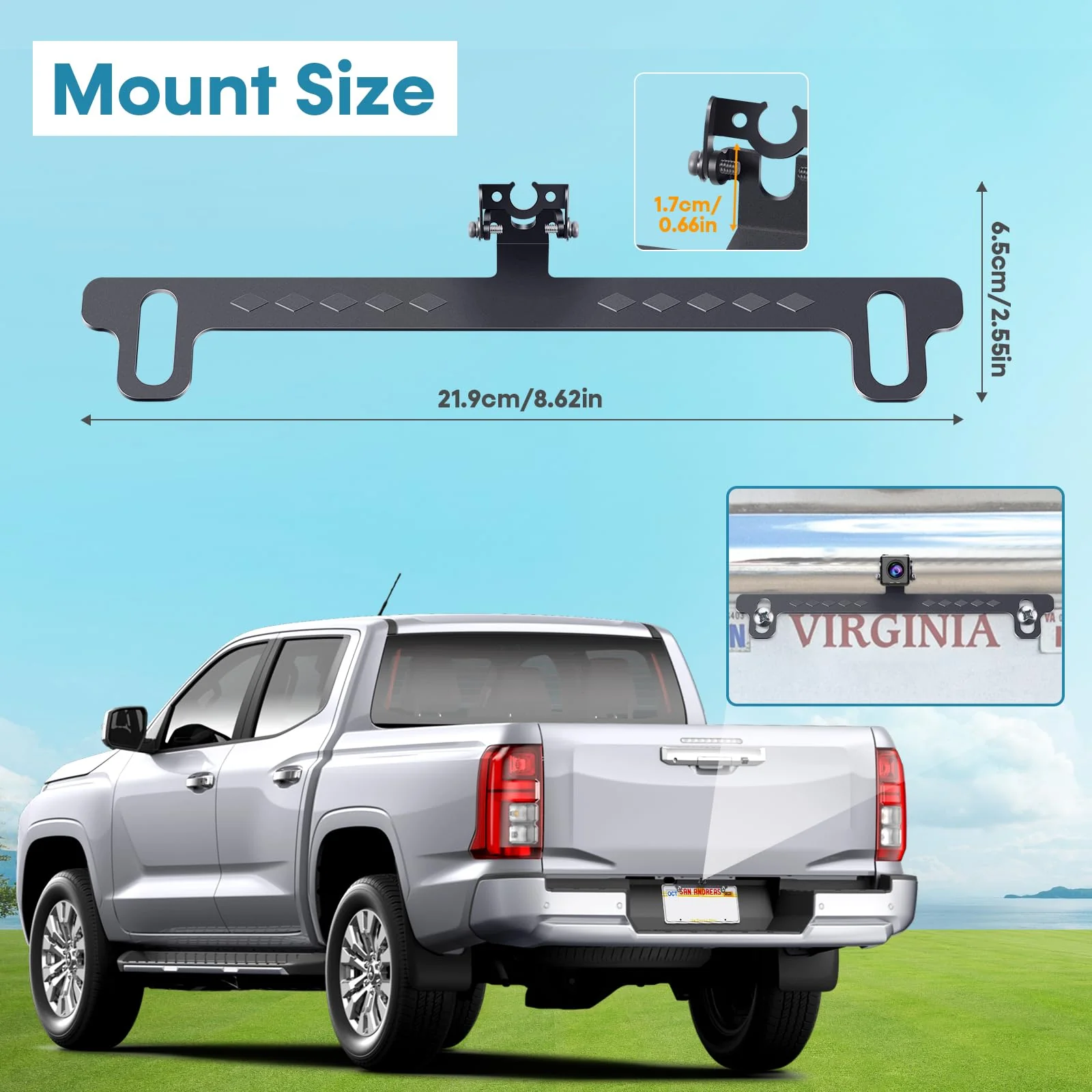 No-Drill Camera License Plate Bracket - Adjustable Mount for Backup Camera, Dash Cam, Mirror Camera, & CarPlay - Universal Fit for Most Vehicles, Easy Installation, Rust-Resistant, Durable Design - Image 6