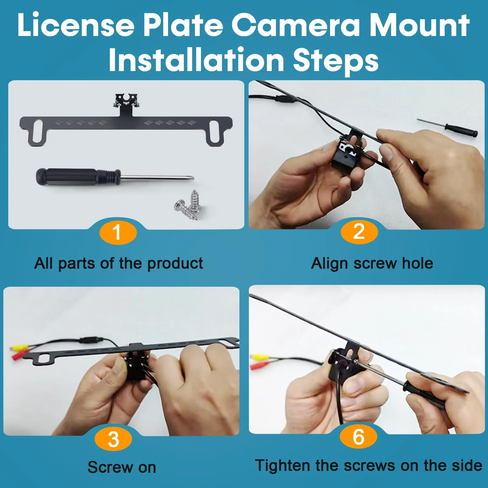 No-Drill Camera License Plate Bracket - Adjustable Mount for Backup Camera, Dash Cam, Mirror Camera, & CarPlay - Universal Fit for Most Vehicles, Easy Installation, Rust-Resistant, Durable Design - Image 8