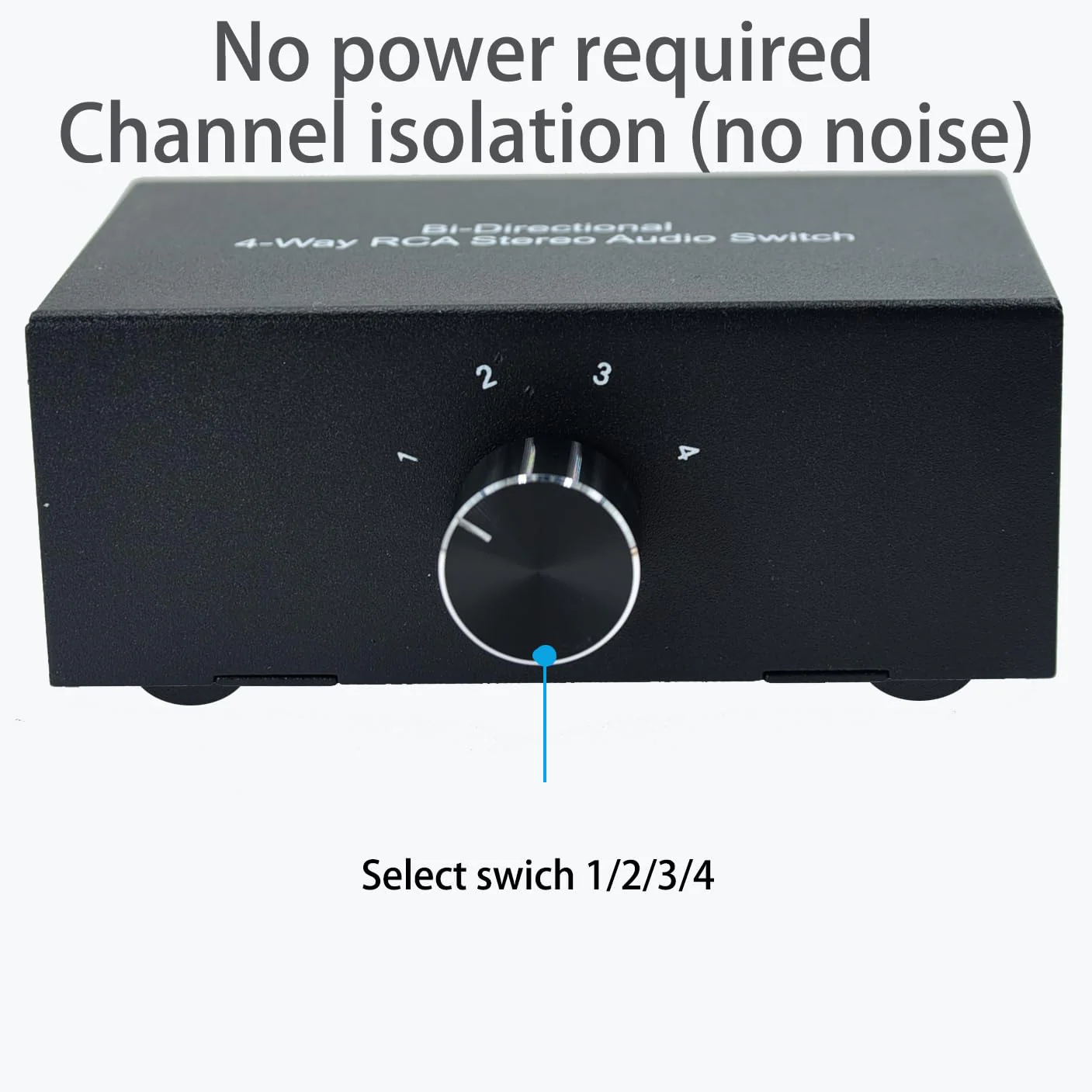 No External Power No Noise 4 Way 1 in 4 Out or 4 in 1 Out Audio Sound selector RCA Female Stereo 4 Channel Splitter switcher Box Switching AL-4way-rca - Image 2