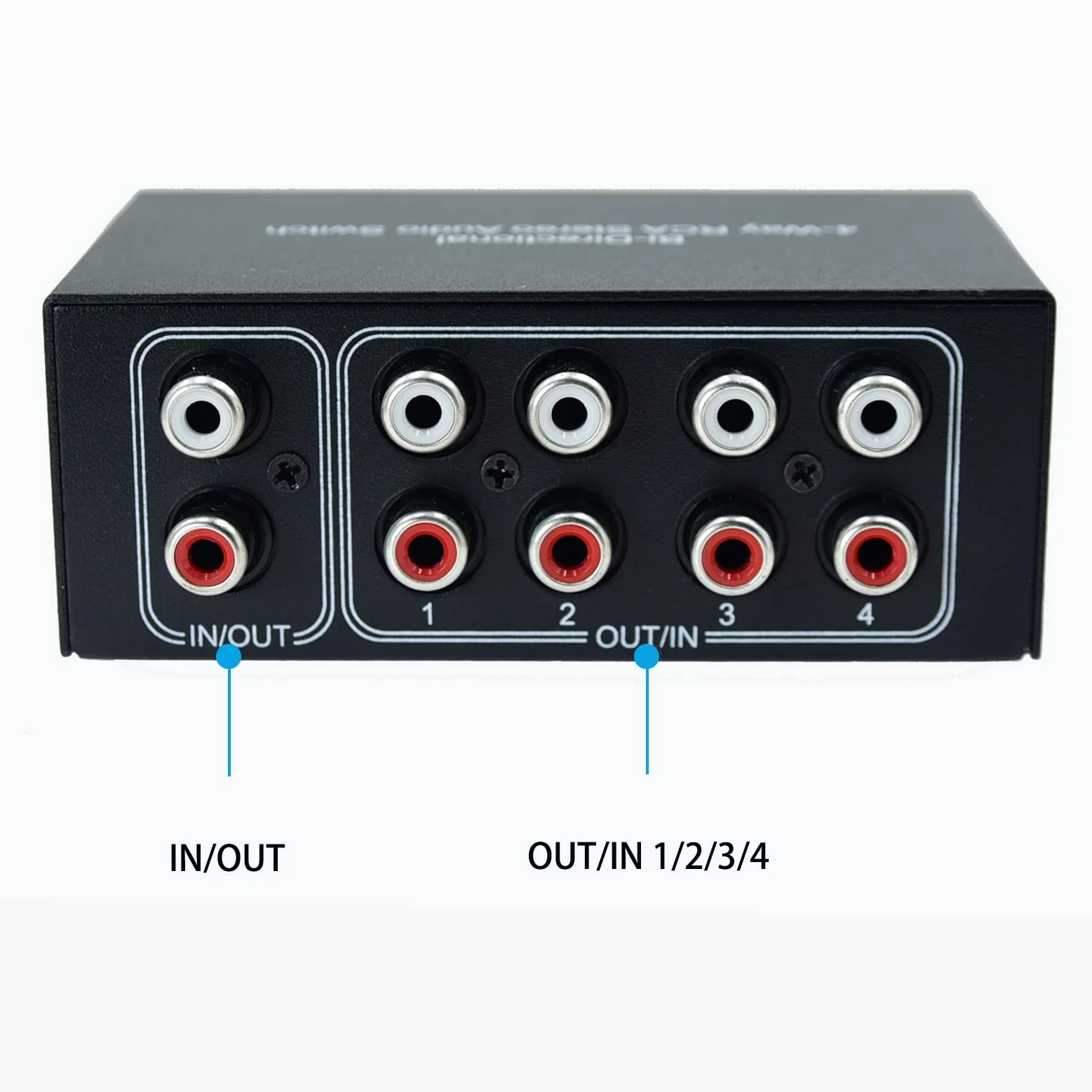 No External Power No Noise 4 Way 1 in 4 Out or 4 in 1 Out Audio Sound selector RCA Female Stereo 4 Channel Splitter switcher Box Switching AL-4way-rca - Image 5
