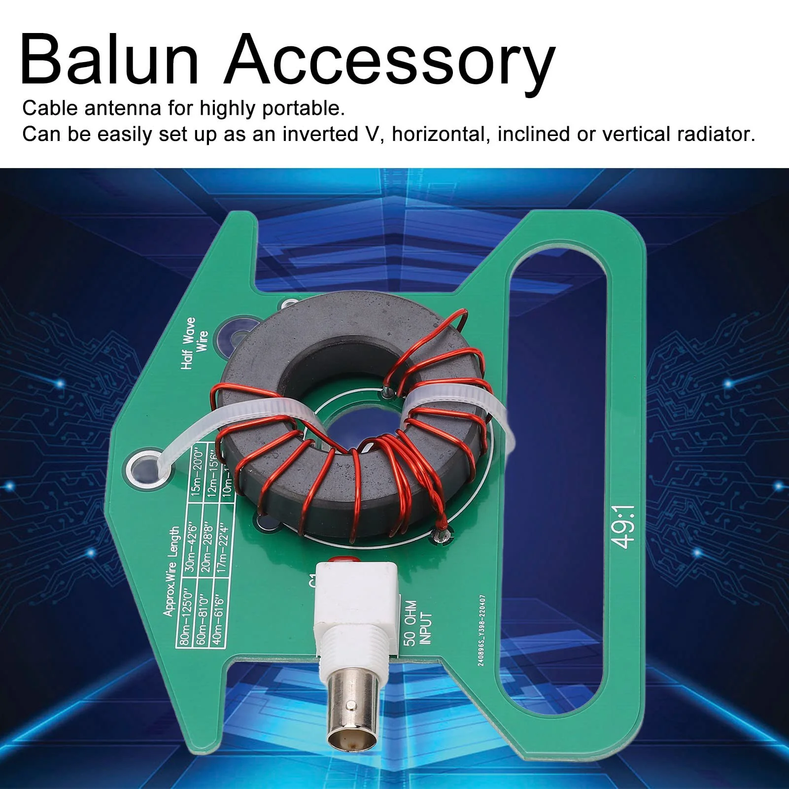 No Tune End Fed Half Antenna Module Shortwave Radio Balun Antenna Balanced to Unbalanced Transformer 535MHz - Image 2