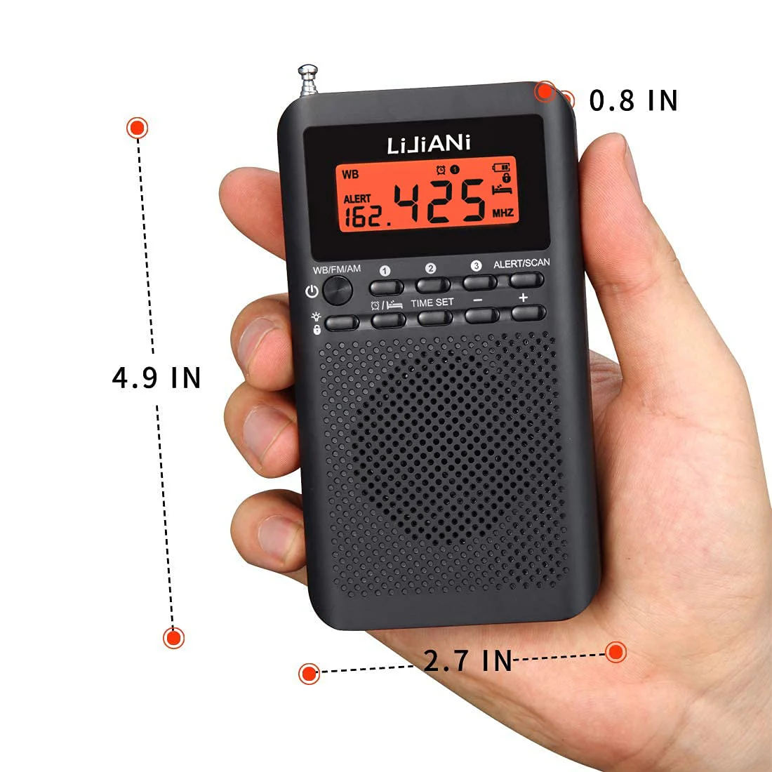 NOAA Weather AM FM Portable Radio Operated by 2 AA Batteries with Stereo Earphone,Digital Alarm Clock Sleep Timer,Best Reception,Built in Speaker Best Sound Quality,Luminous Button Design(Black) Black - Image 5