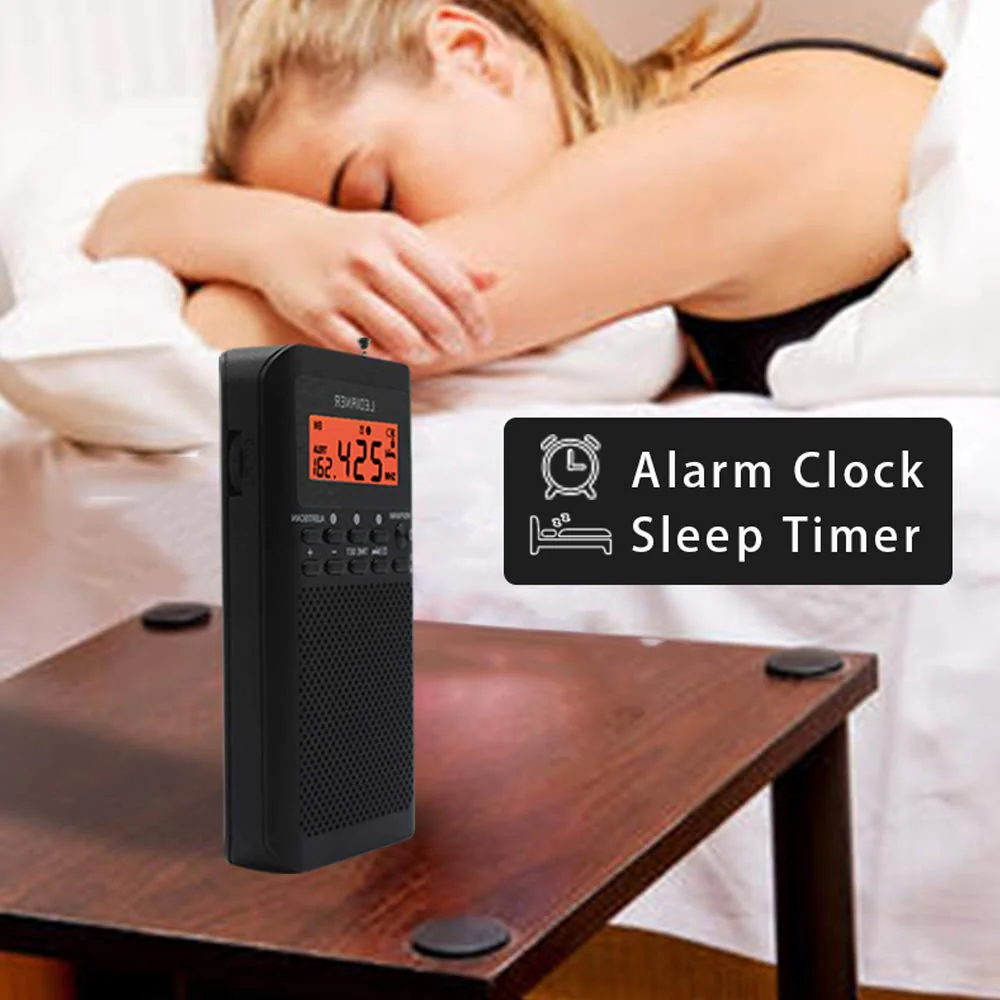 NOAA Weather AM FM Portable Radio Operated by 2 AA Batteries with Stereo Earphone,Digital Alarm Clock Sleep Timer,Best Reception,Built in Speaker Best Sound Quality,Luminous Button Design(Black) Black - Image 6