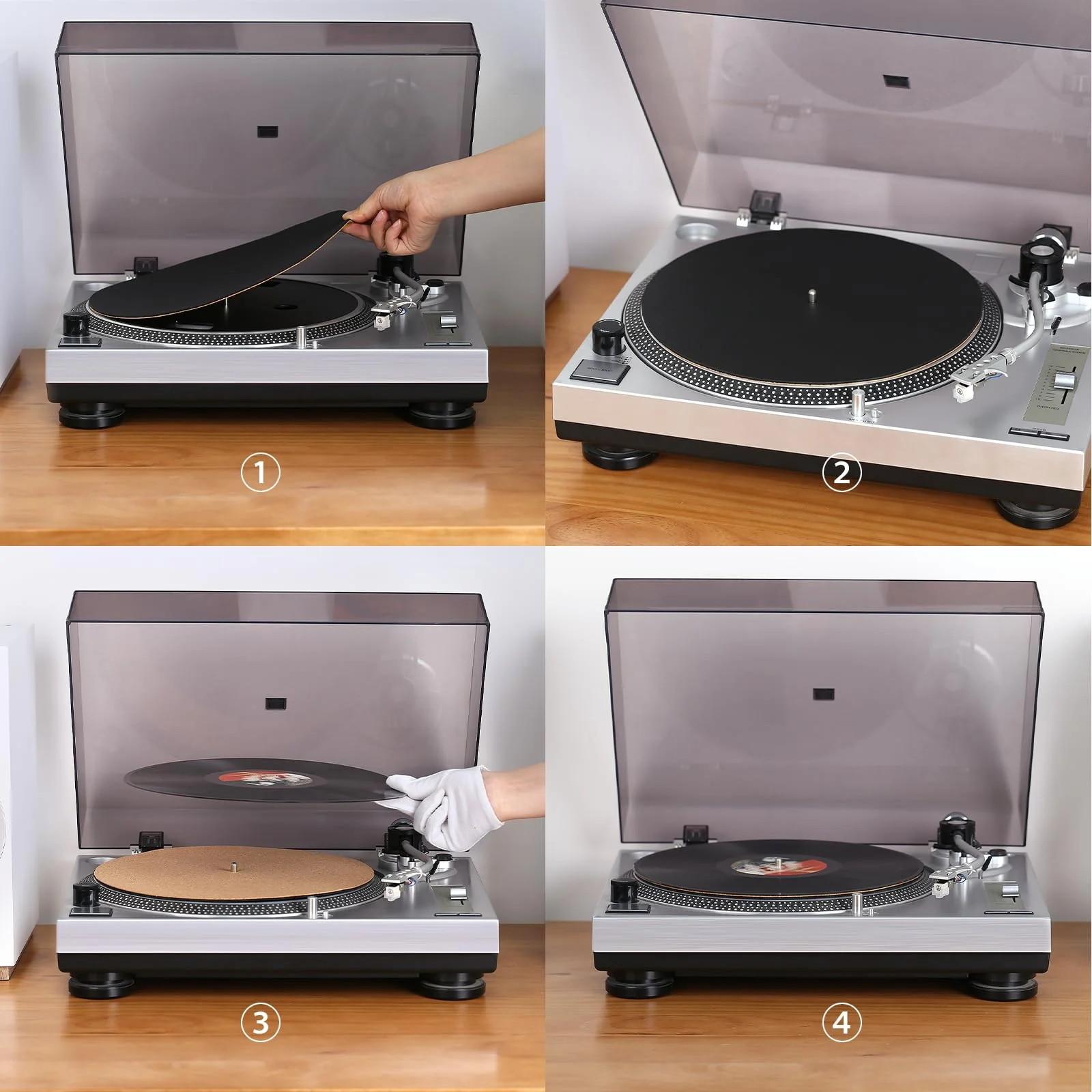 Nobsound Turntable Slip Mat: Anti-Static Platter Pad for 12-Inch LPs, Cork + Leather Reversible 3mm, Cuts Rumble for Home & Studio Use, Audiophiles - Image 6