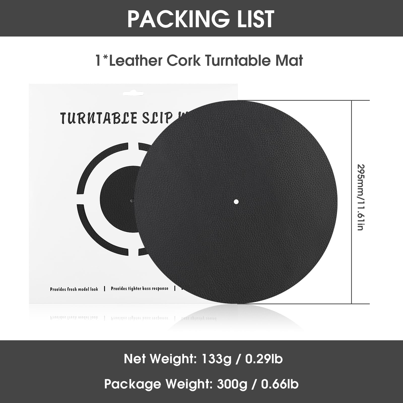 Nobsound Turntable Slip Mat: Anti-Static Platter Pad for 12-Inch LPs, Cork + Leather Reversible 3mm, Cuts Rumble for Home & Studio Use, Audiophiles - Image 7
