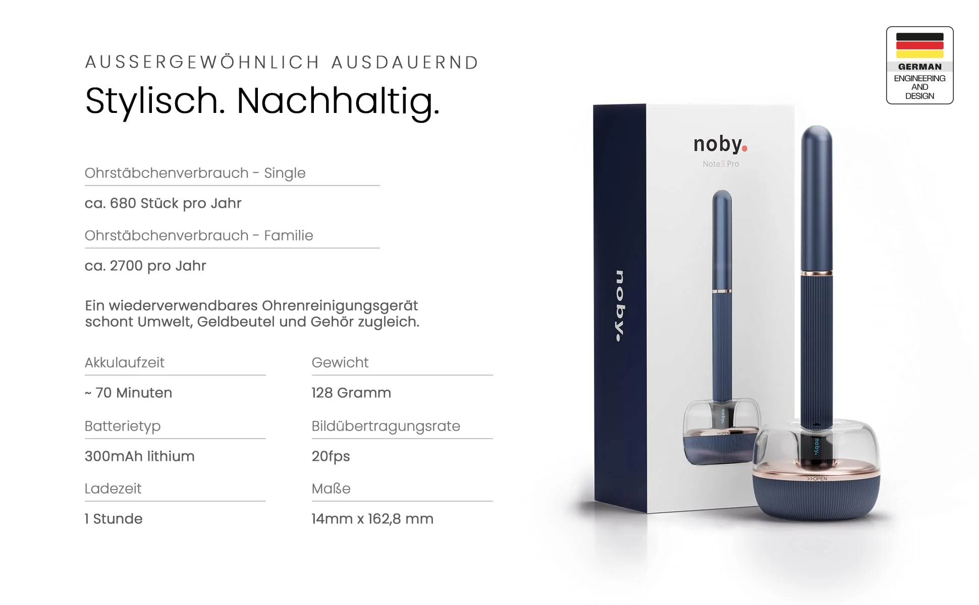 Noby 1920P HD otoscope: ear wax remover with camera for adults and children. Ear cleaner, human ear cleaner, ear cleaner with camera, ear cleaner for adults, otoscope - Image 2