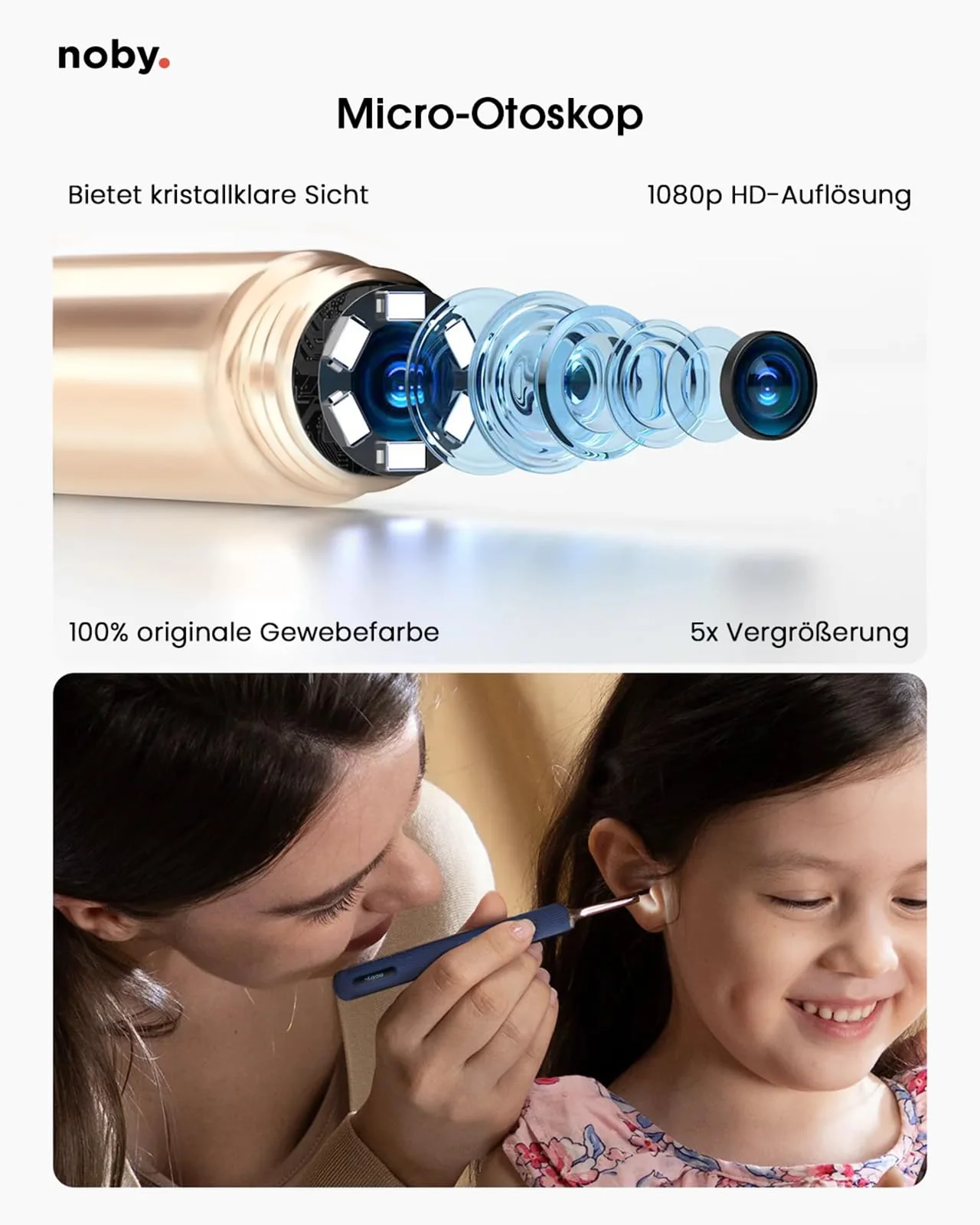 Noby 1920P HD otoscope: ear wax remover with camera for adults and children. Ear cleaner, human ear cleaner, ear cleaner with camera, ear cleaner for adults, otoscope - Image 7