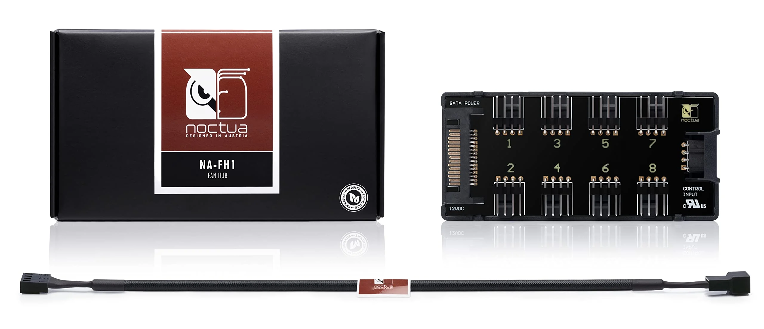 Noctua NA-FH1, 8 Channel Fan Hub for up to Eight 12V or 5V Based 4-pin PWM or 3-pin Fans (Black) - Image 3
