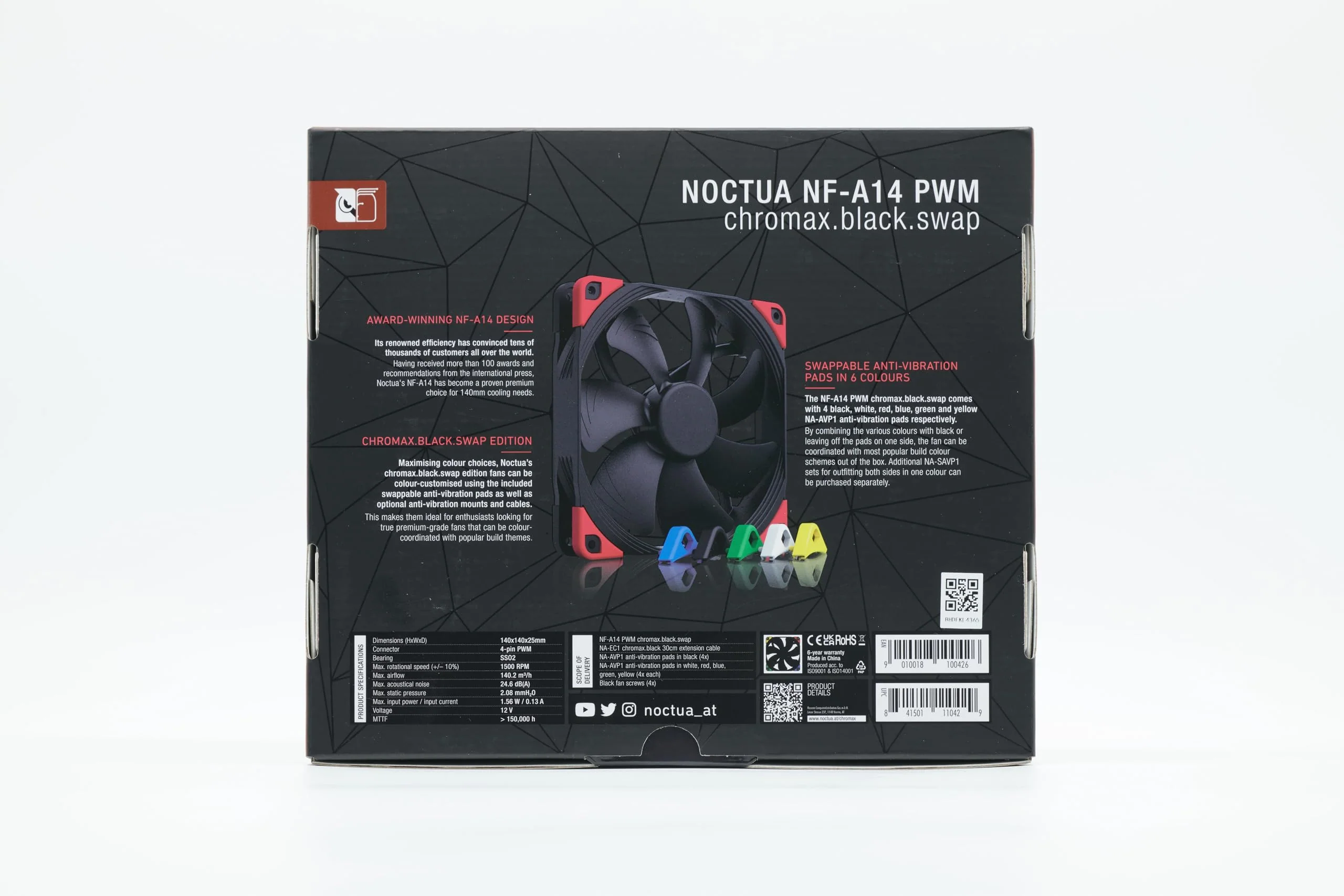 Noctua NF-A14 PWM chromax.Black.swap, Premium Quiet Fan, 4-Pin (140mm, Black) pack of 1 - Image 11