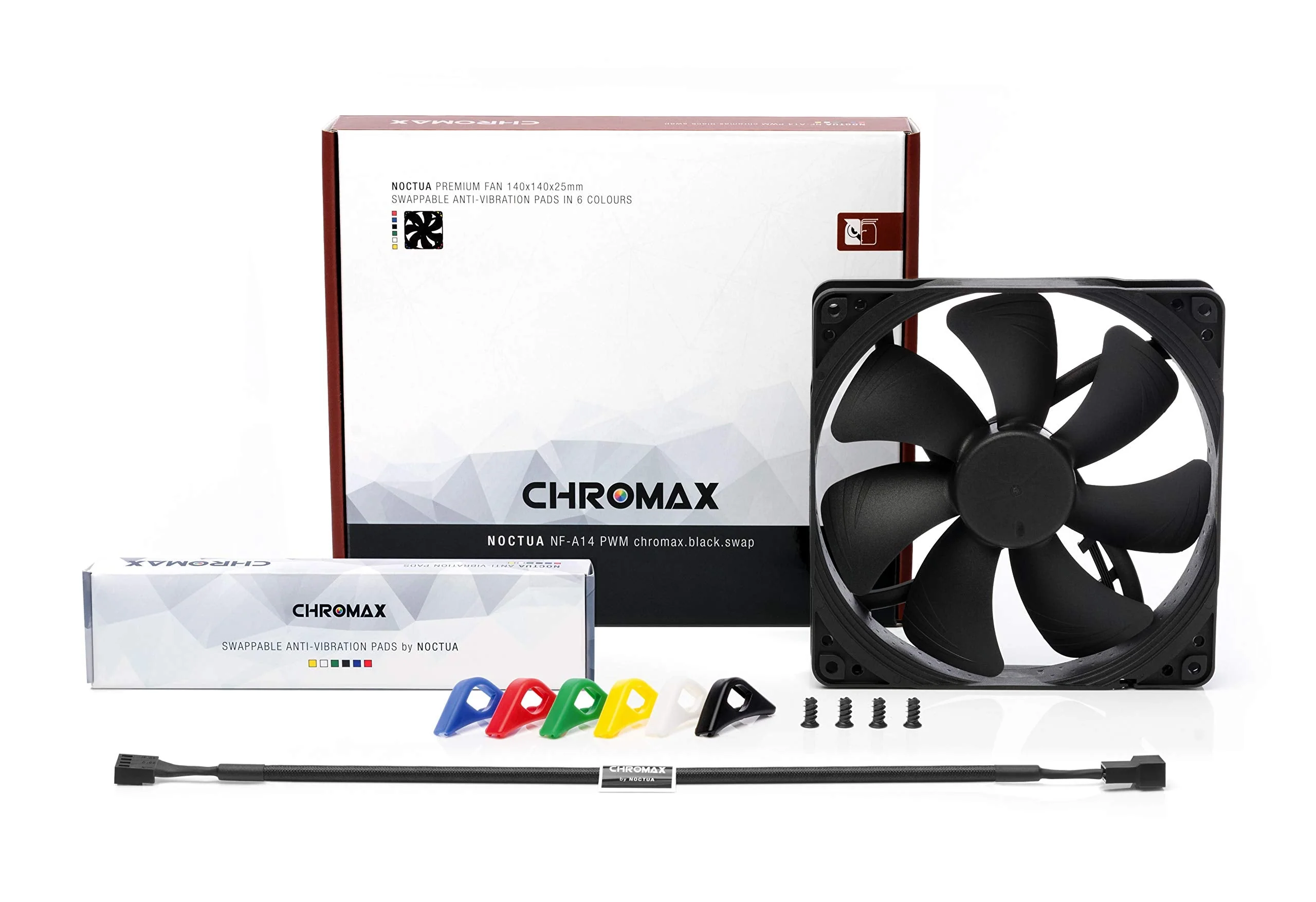 Noctua NF-A14 PWM chromax.Black.swap, Premium Quiet Fan, 4-Pin (140mm, Black) pack of 1 - Image 2