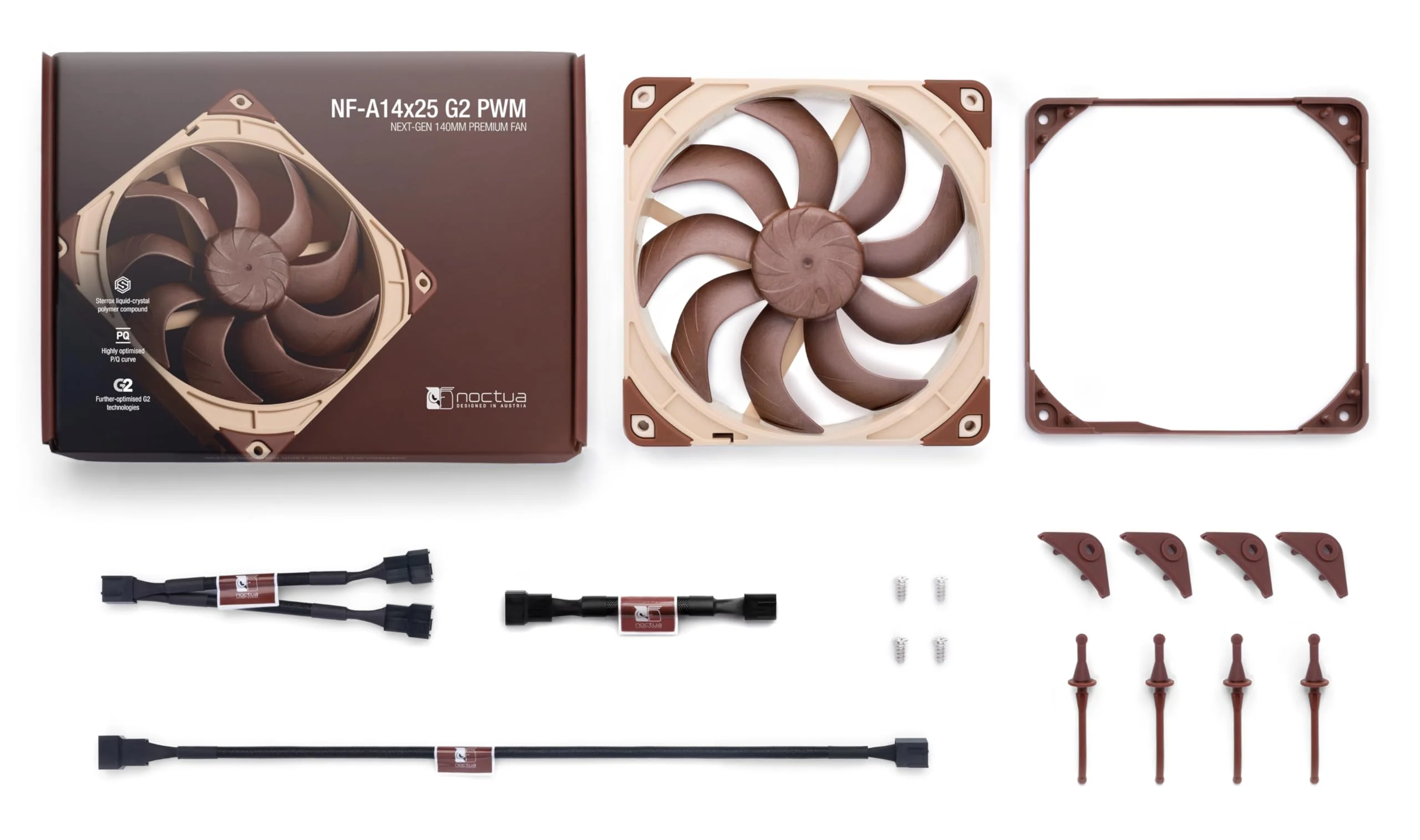 Noctua NF-A14x25 G2 PWM Premium Quality Quiet 140mm PC Fan 4-Pin (Brown) - Image 4