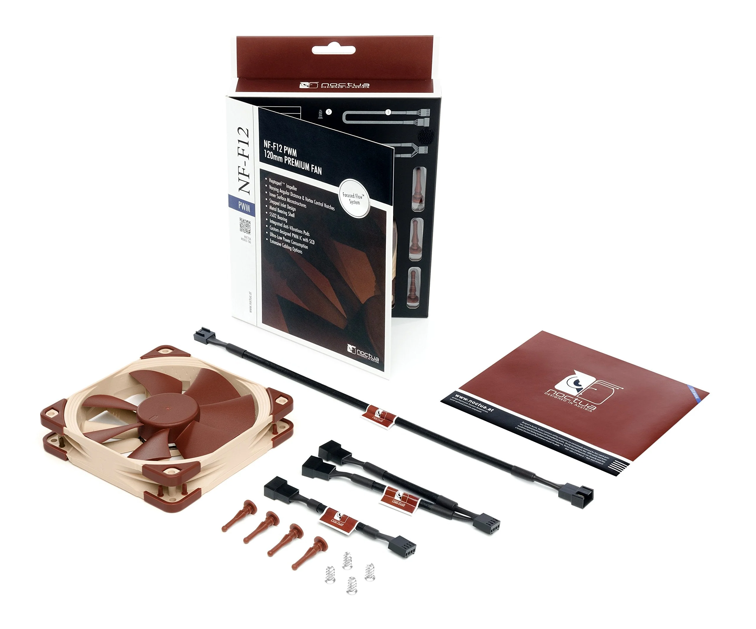 Noctua NF-F12 PWM, Premium Quiet Fan, 4-Pin (120mm, Brown) - Image 4