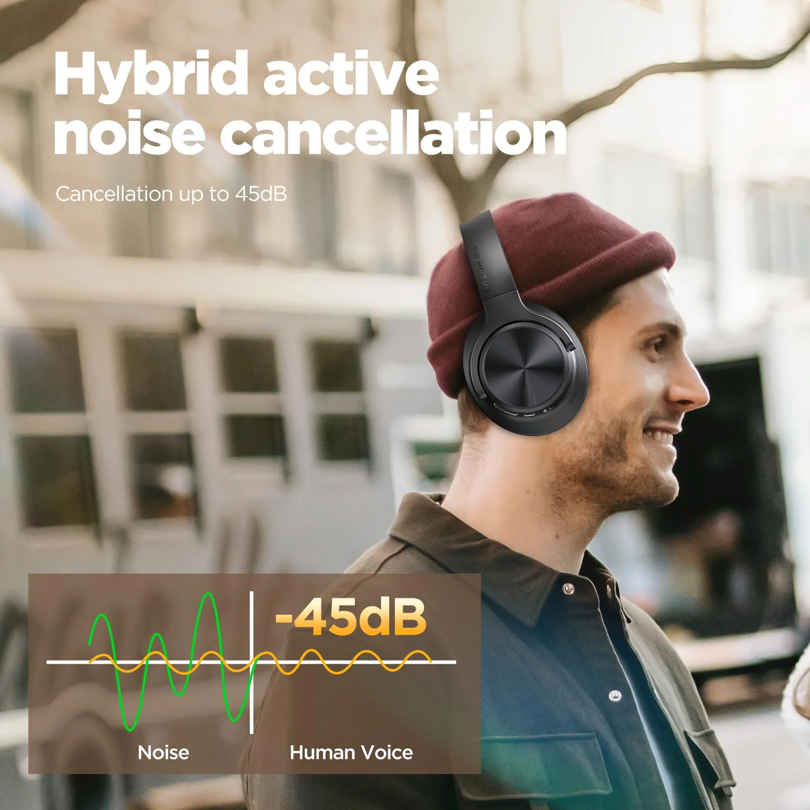 Noise Cancelling Headphones: Wireless Over Ear Bluetooth Headphones with 130H Playtime - Hi-Res Sound Custom EQ via App Deep Bass Comfort Fit Ear Cups for Travel Home Office Black - Image 2