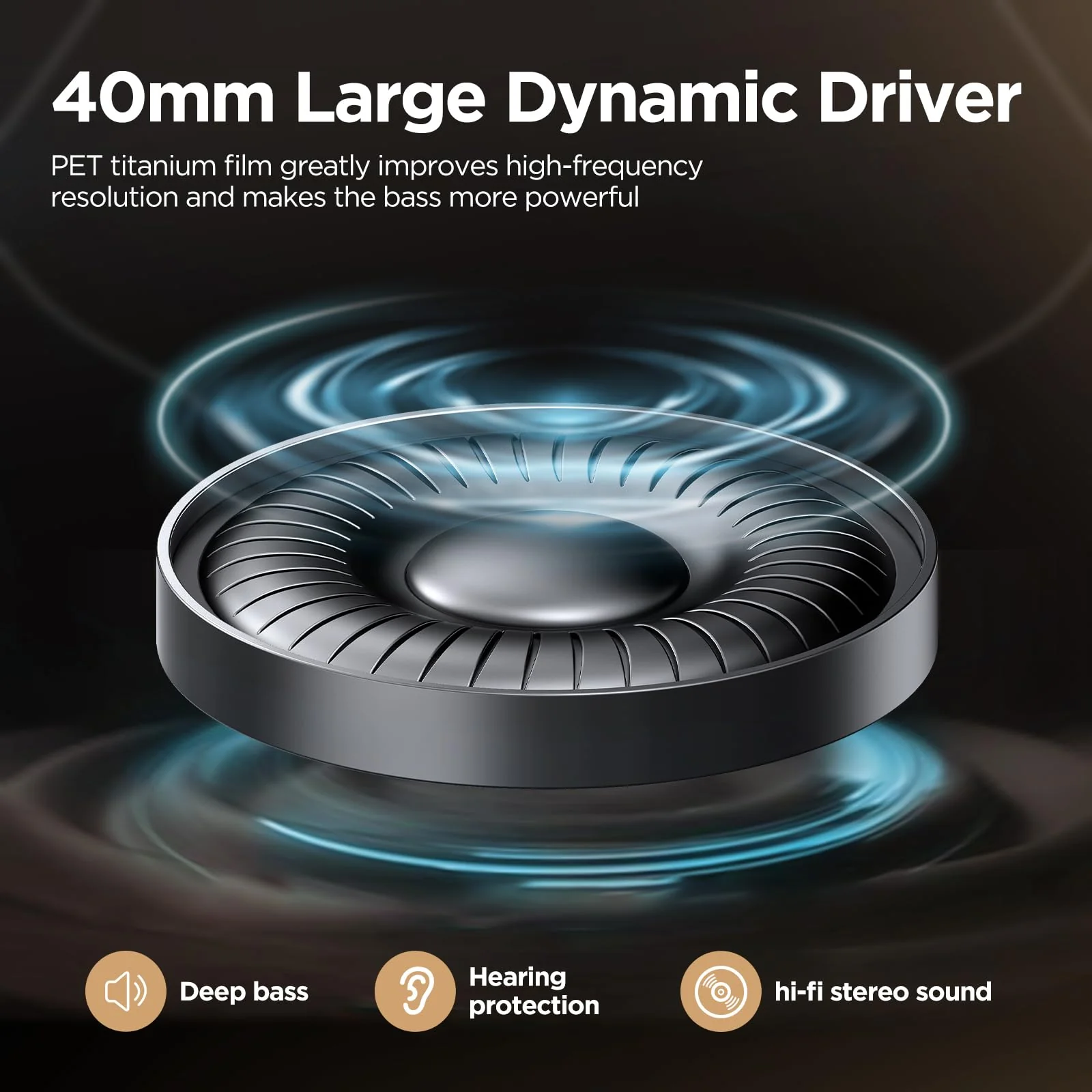 Noise Cancelling Headphones: Wireless Over Ear Bluetooth Headphones with 130H Playtime - Hi-Res Sound Custom EQ via App Deep Bass Comfort Fit Ear Cups for Travel Home Office Black - Image 6