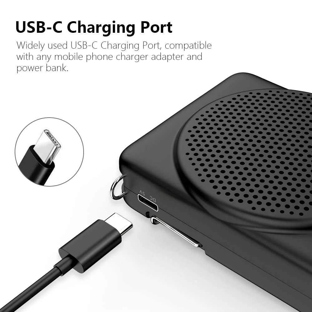 NORWII Mini Voice Amplifier, 3 Hours Quick Charging and up to 30 Hours Play, Portable Voice Amplifier for Teachers, Training, Tour Guide, etc (Black) Black - Image 5