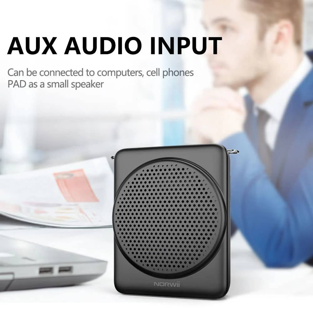 NORWII Mini Voice Amplifier, 3 Hours Quick Charging and up to 30 Hours Play, Portable Voice Amplifier for Teachers, Training, Tour Guide, etc (Black) Black - Image 7