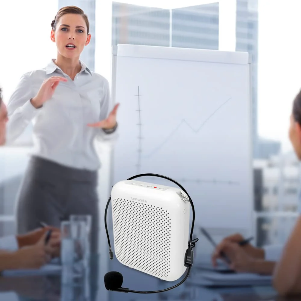 NORWII Portable Voice Amplifier Mini Rechargeable with Wired Microphone Headset & Waistband, 4000mAh Personal Voice Amplifier for Teachers, Presentation, Tour Guides, Meeting, Coaches (White) White - Image 3
