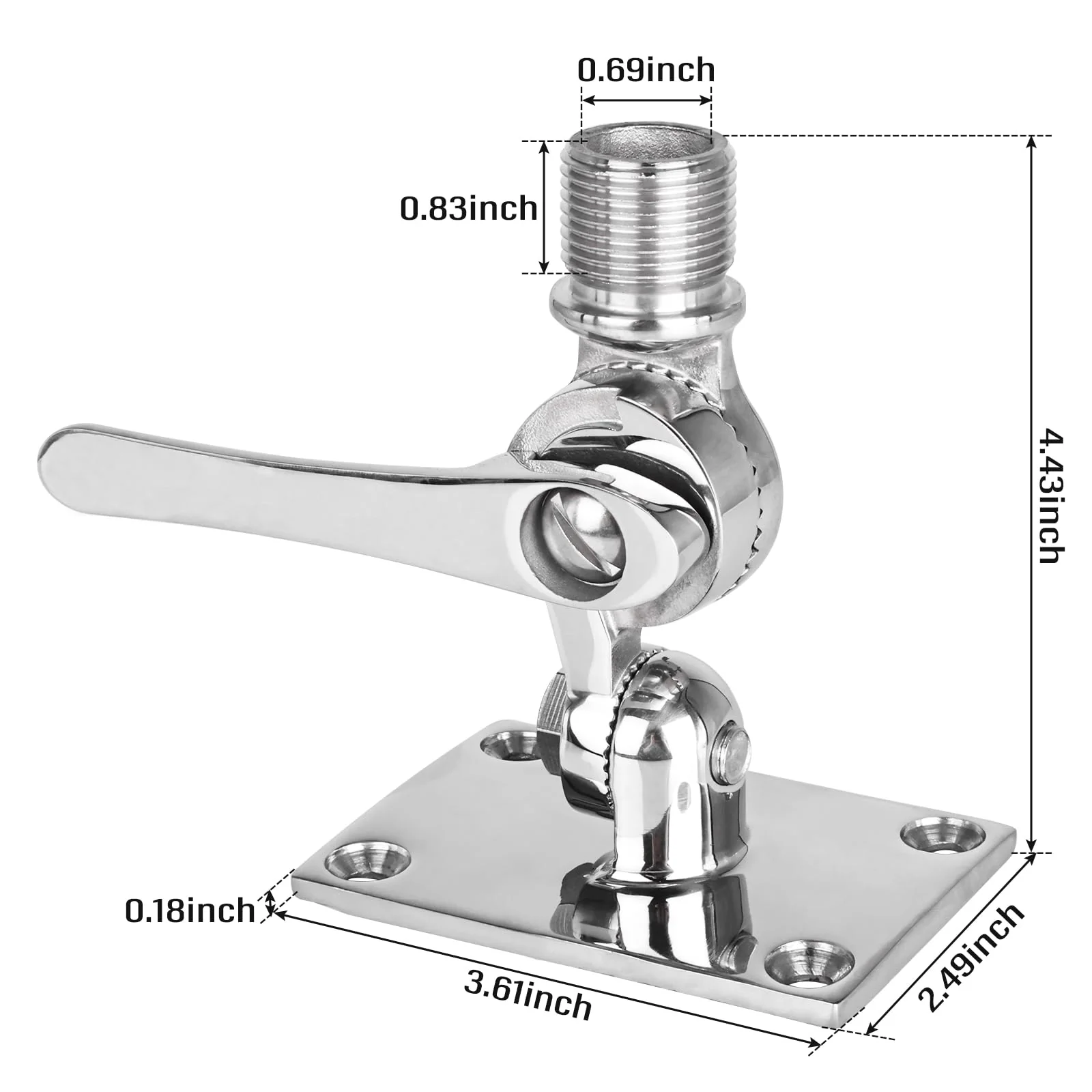NovelBee Marine VHF Antenna Mount,316 Stainless Steel Antenna Adjustable Base Bracket Holder for Boats - Image 2