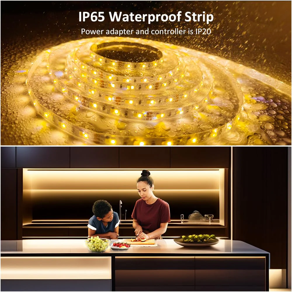 NOVOSTELLA 20ft Waterproof Tunable White LED Strip Lights, Dimmable Flexible Rope Light 3000K-6500K 12V Tape Light with Remote, Ribbon for Outdoor and Indoor Bedroom Home Mirror Kitchen Bar Cabinet 20ft (Waterproof) - Image 2
