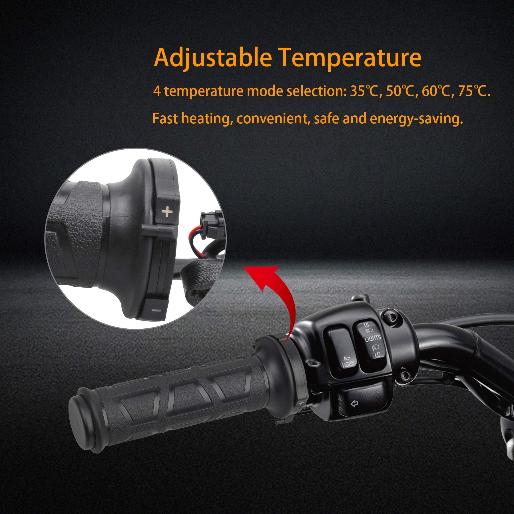 NTHREEAUTO Universal 7/8'' Heated Grips Motorcycle Handlebar Grip Compatible with Harley Honda Kawasaki Yamaha Dirt Bike ATV - Image 2