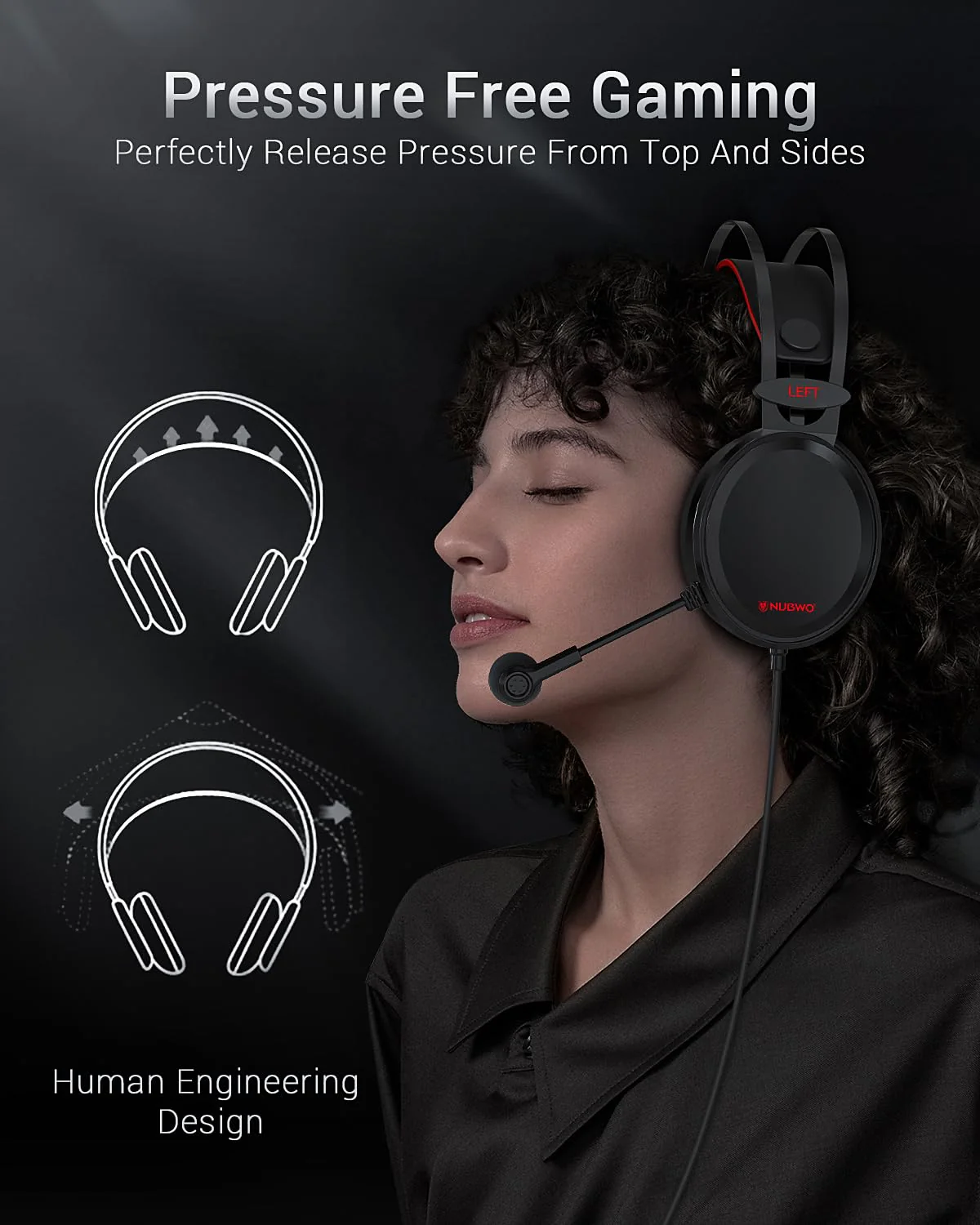 NUBWO Gaming headsets PS4 N7 Stereo Xbox Headset Wired PC Gaming Headphones with Noise Canceling Mic, Over Ear Gaming Headphones for PC/MAC/PS4/PS5/NS/Xbox 1 (Adapter Not Included) -Red Red - Image 6