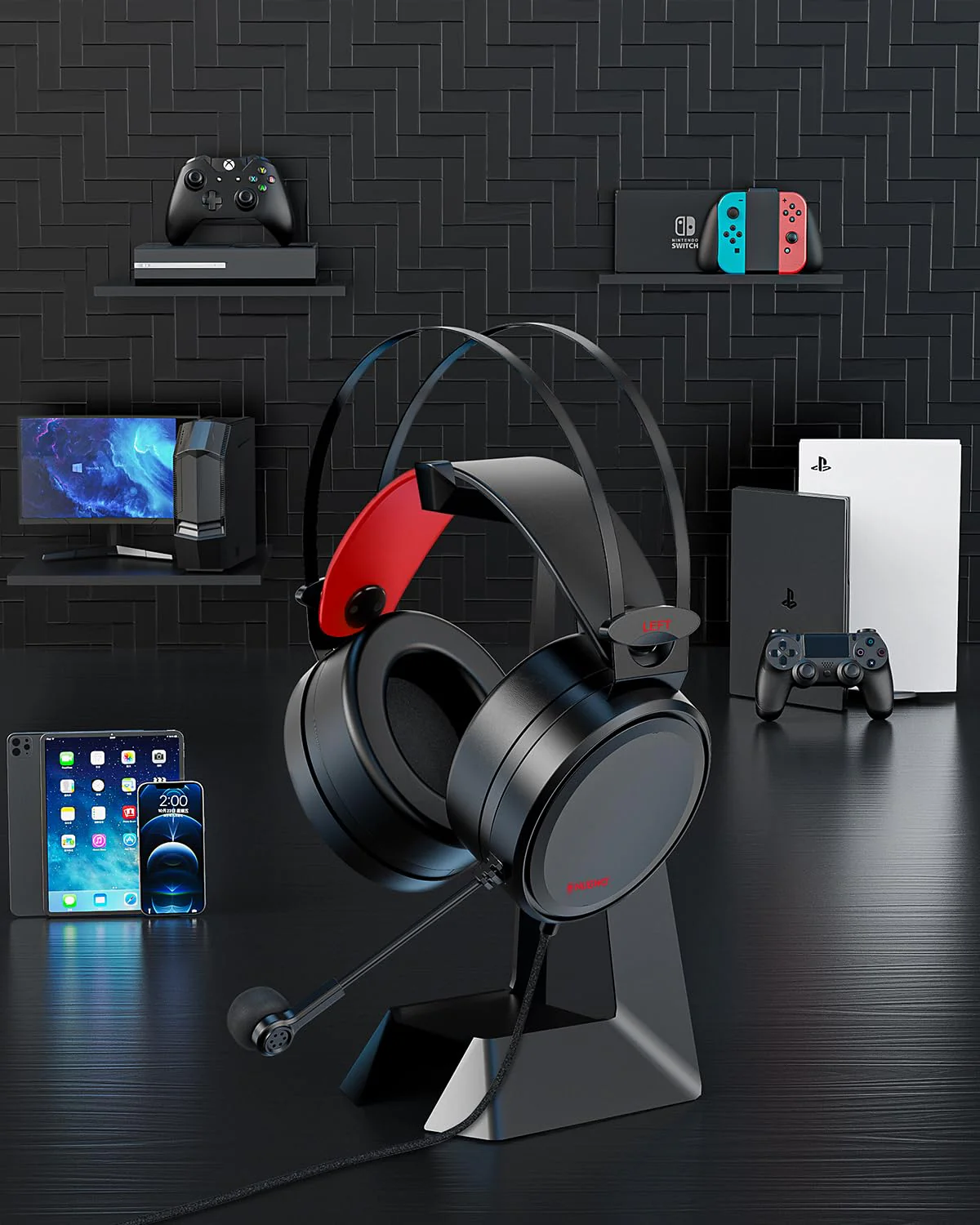 NUBWO Gaming headsets PS4 N7 Stereo Xbox Headset Wired PC Gaming Headphones with Noise Canceling Mic, Over Ear Gaming Headphones for PC/MAC/PS4/PS5/NS/Xbox 1 (Adapter Not Included) -Red Red - Image 7