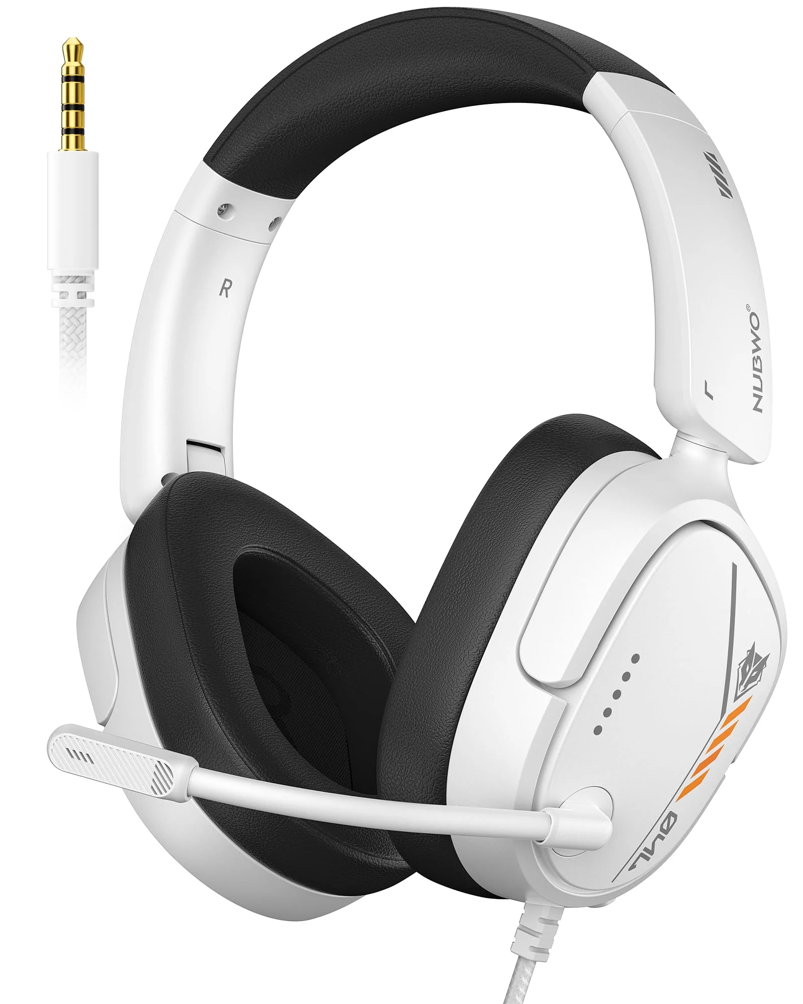 NUBWO HG04L Gaming Headset for PS5/PS4, Xbox Series X|S/Xbox One, Switch – 250g Lightweight, Clear Unidirectional Mic, Soft Memory Earmuffs, 3.5mm Jack for Gaming & Work White