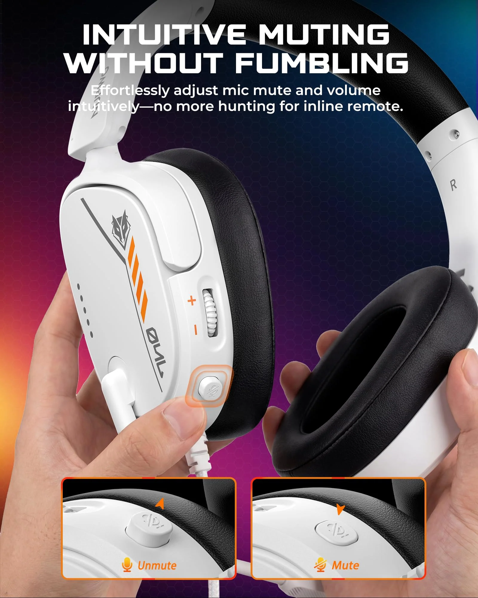 NUBWO HG04L Gaming Headset for PS5/PS4, Xbox Series X|S/Xbox One, Switch – 250g Lightweight, Clear Unidirectional Mic, Soft Memory Earmuffs, 3.5mm Jack for Gaming & Work White - Image 4