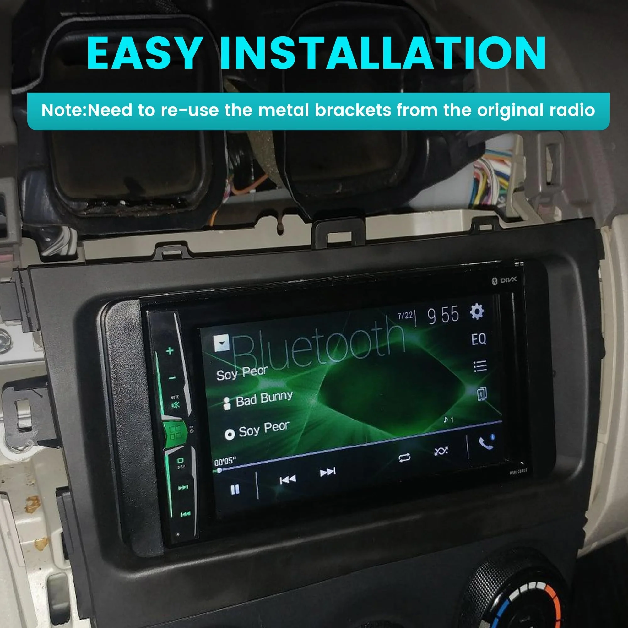 NuIth Double DIN Radio Installation Dash Kit W/Radio Wire Harness for 2009-2013 Toyota Corolla, Aftermarket Radio Dash Stereo Mounting Installation Trim Bezel Bracket Wire Kits - Image 5