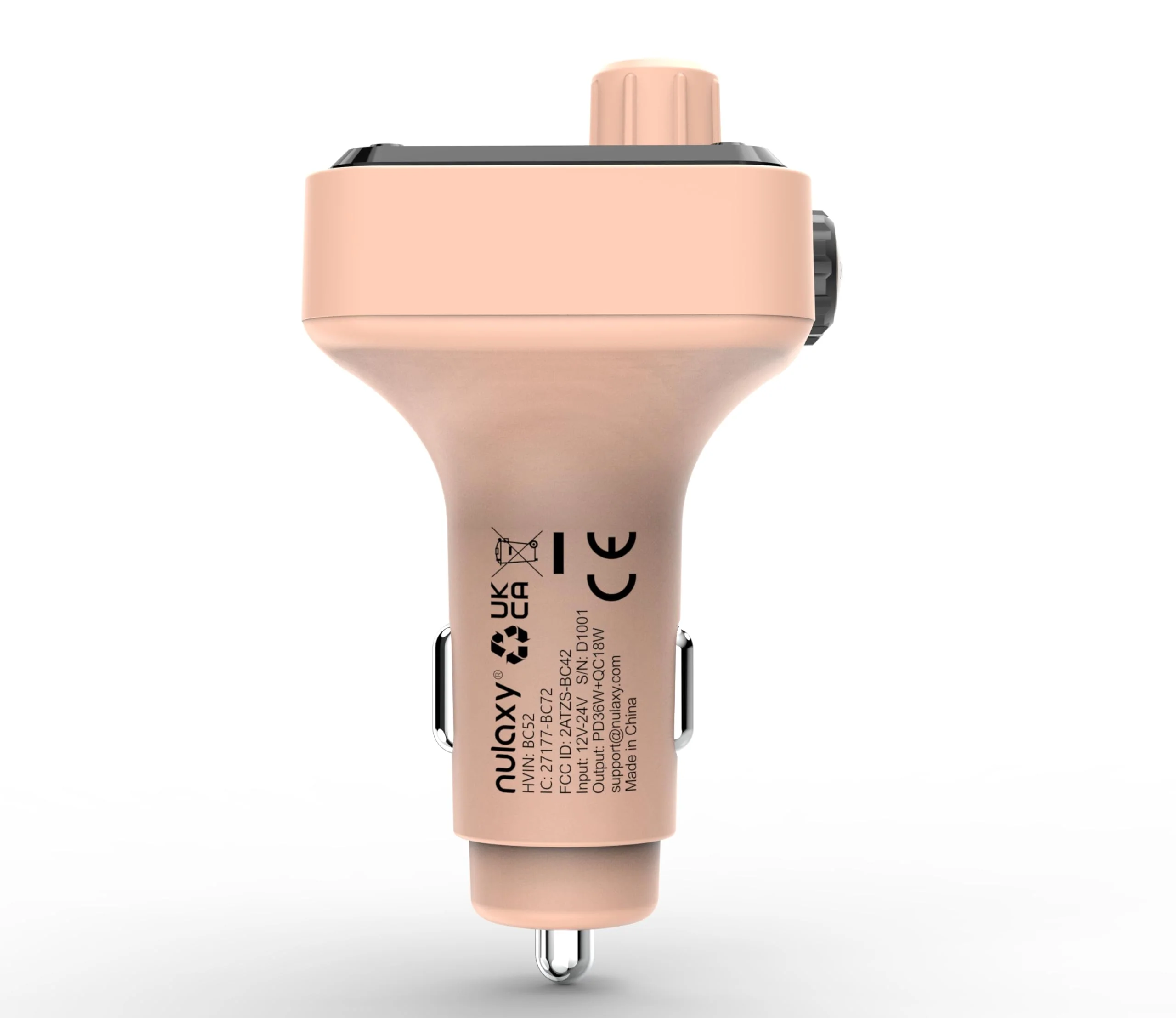 Nulaxy 54W Bluetooth 5.3 Car Adapter with 4 Charging Ports [PD 36W & QC3.0 18W], Wireless Radio FM Transmitter with Deep Bass Player & 5 Colors LED Backlit, Hands-Free Calling - Pink - Image 9