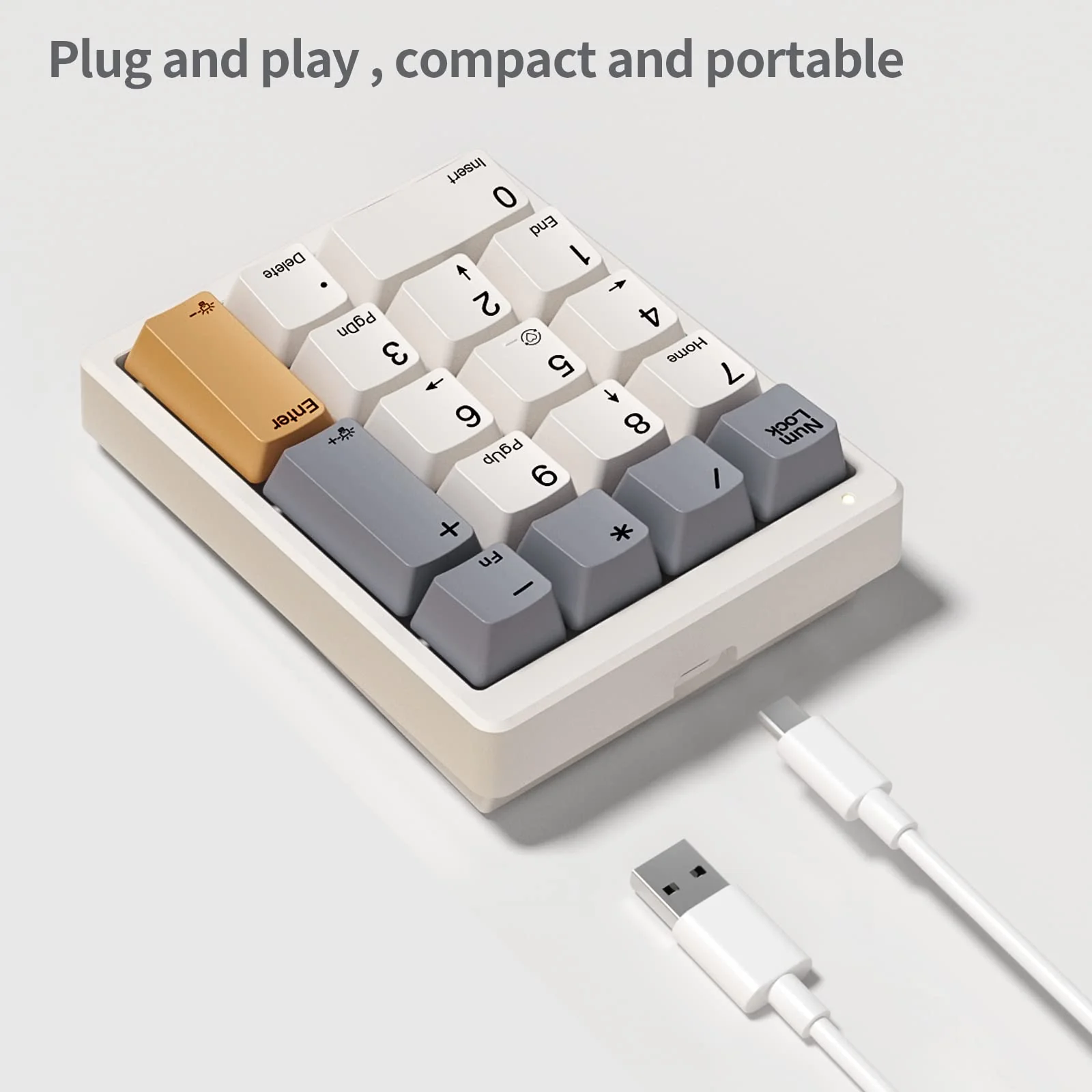 Number Pad, Mechanical Numpad Wired USB Standard 17 Keys Numeric Keypad with PBT Keycaps White Backlit Keypad for Laptop PC TKL Keyboards (Brown Switch) Brown switch - Image 7